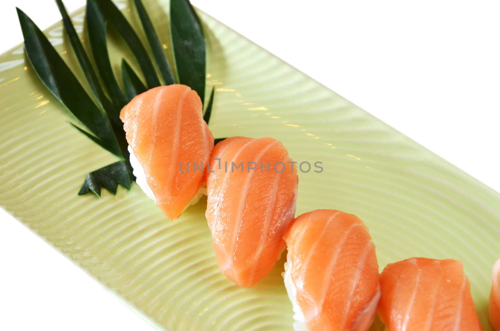 Traditional Japanese food , salmon sushi