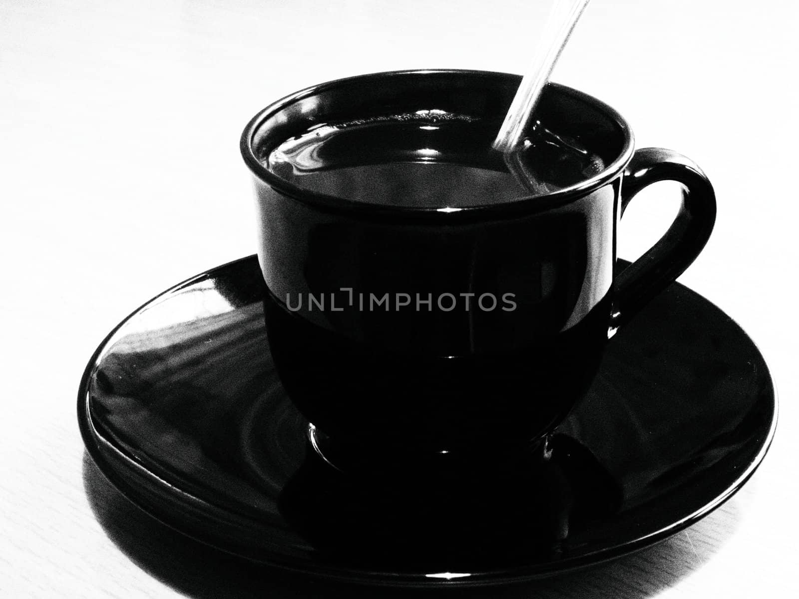 cup of coffee, black and white