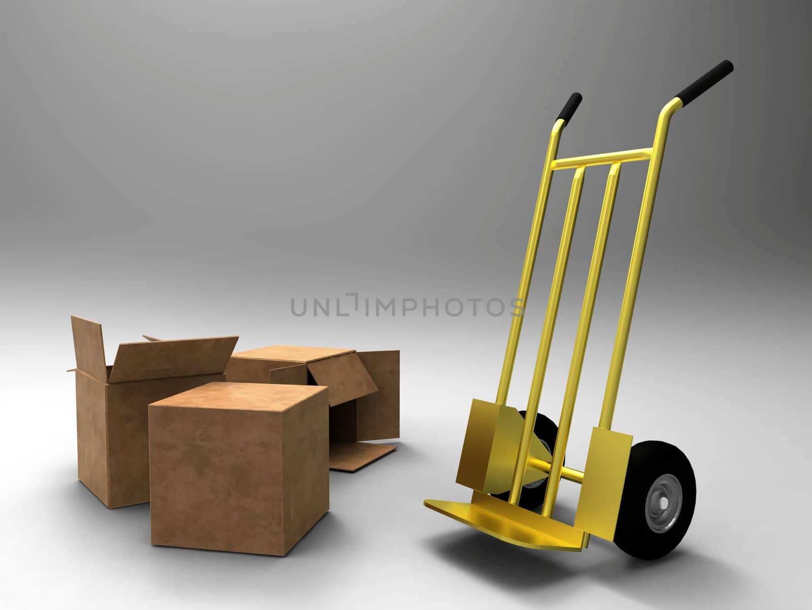 a trolley and cartons