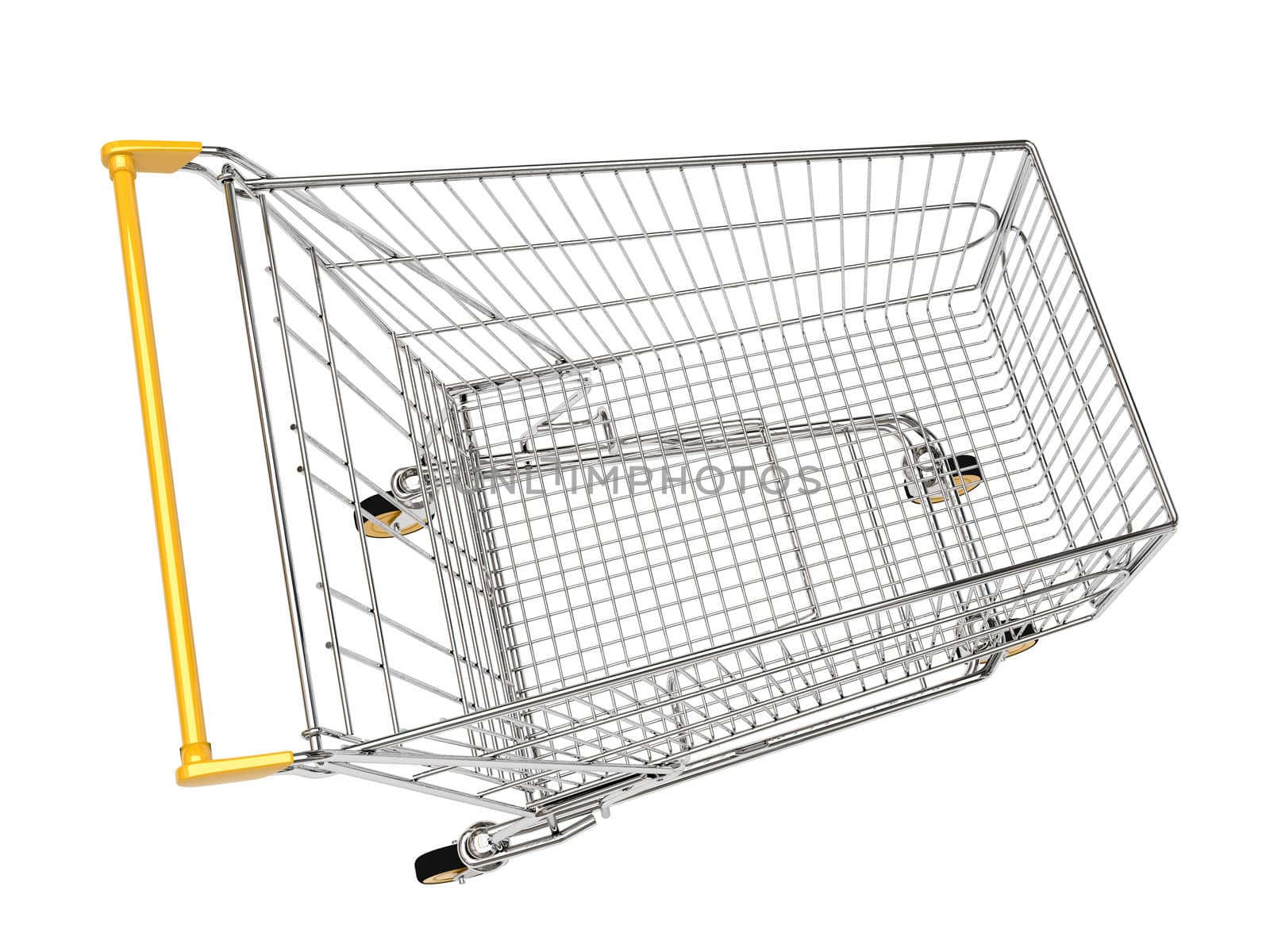 Shopping carts on wheels is isolated on a white background