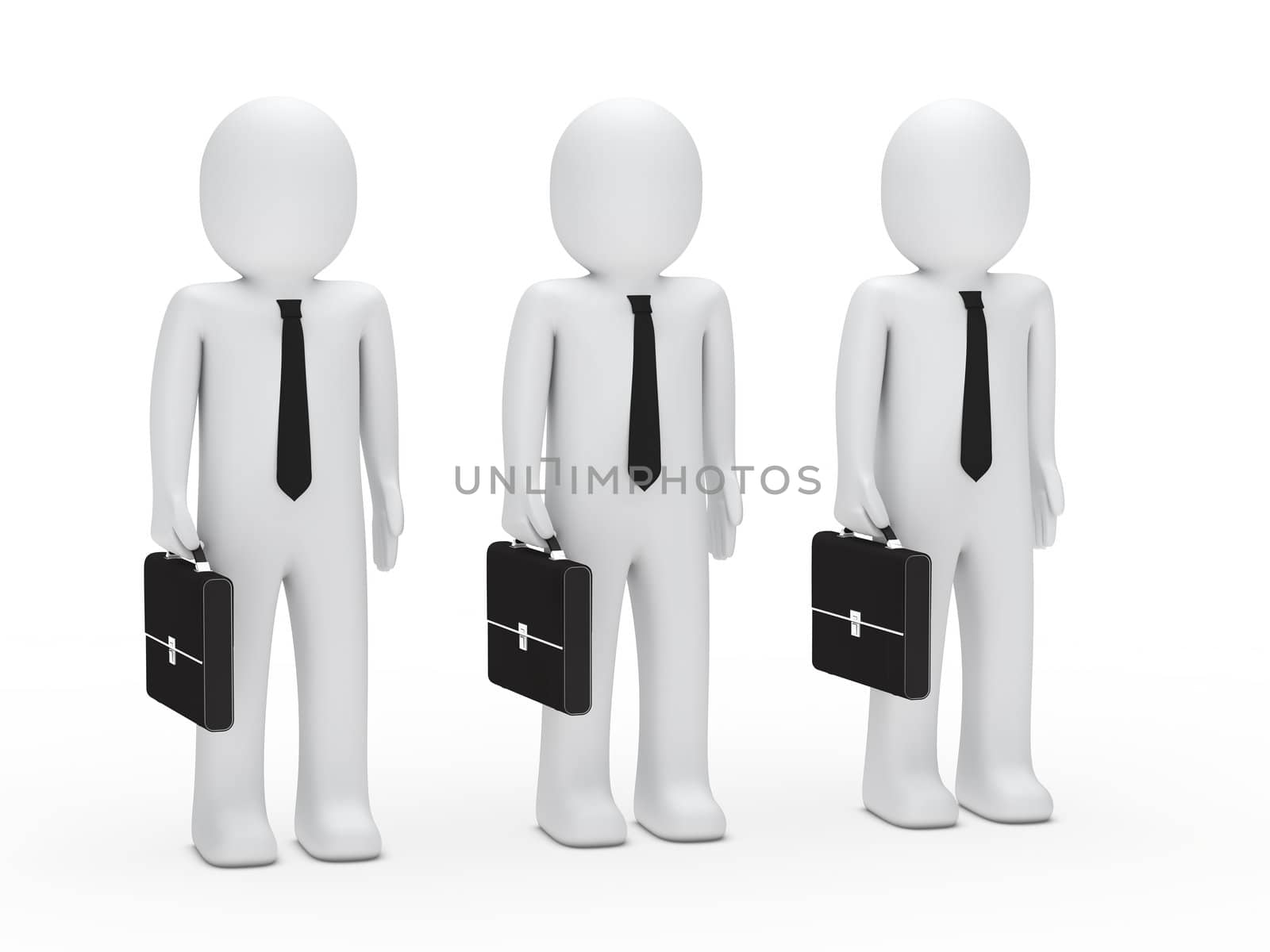 3s business men with tie and briefcase