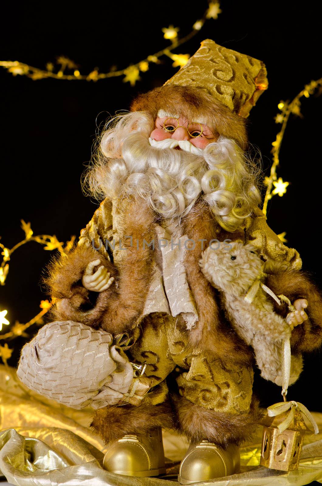 Santa Claus Doll on dark background.