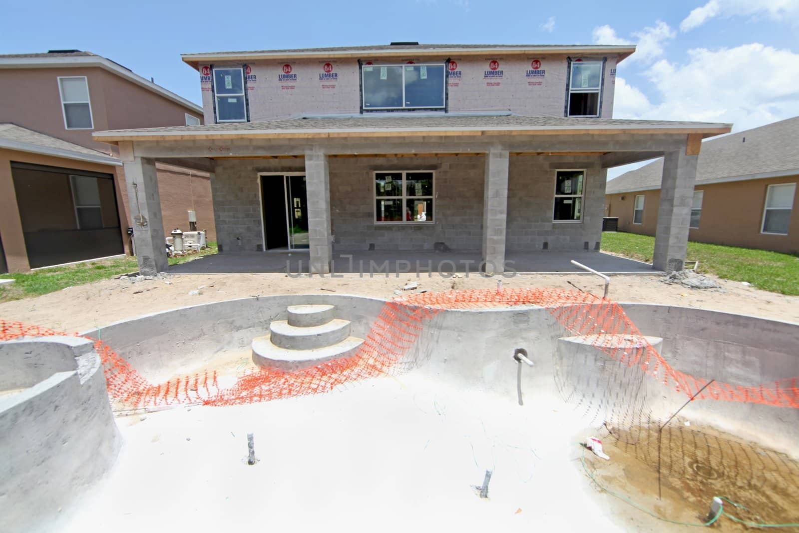 A large House and Pool under construction