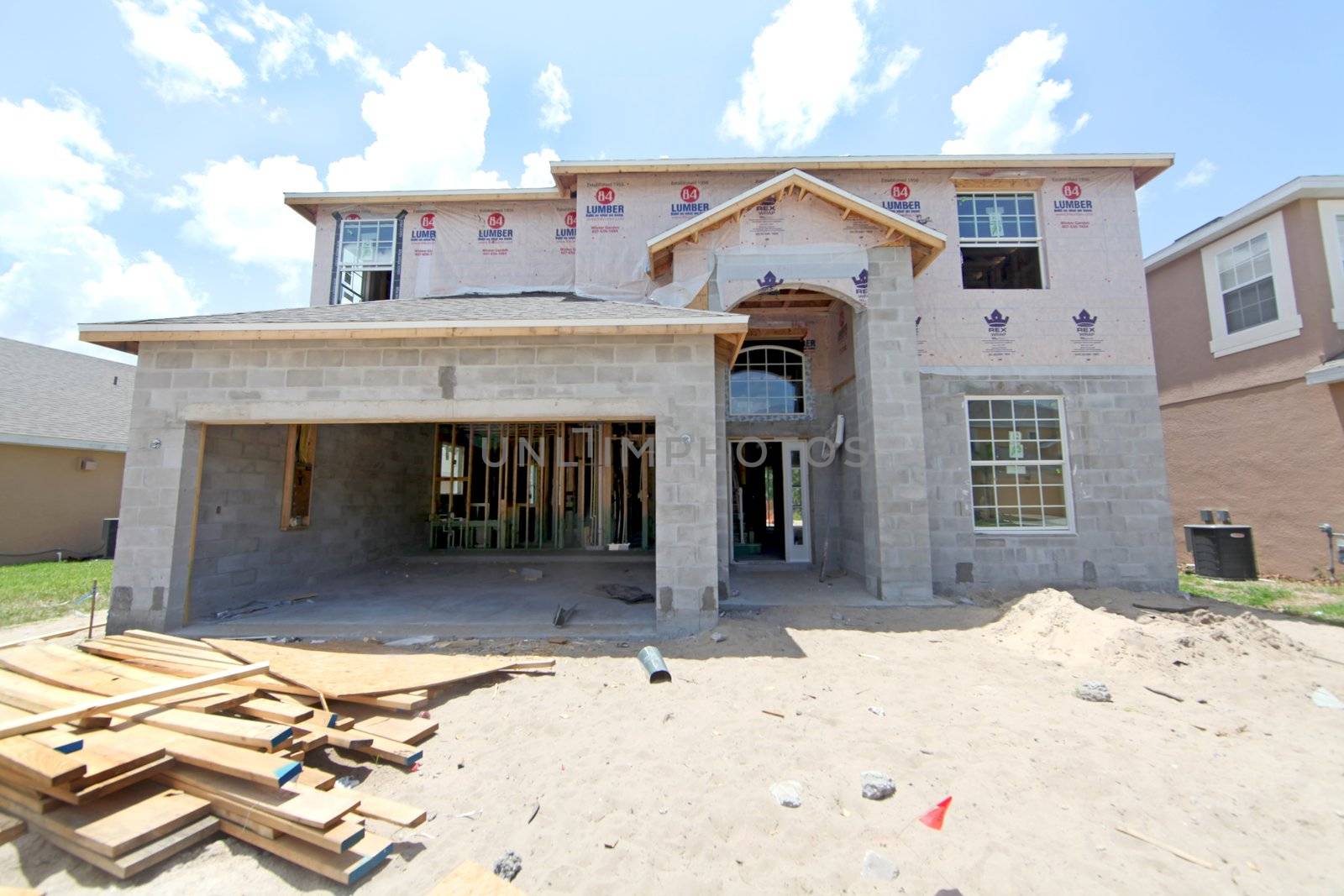 A large house under construction in Florida