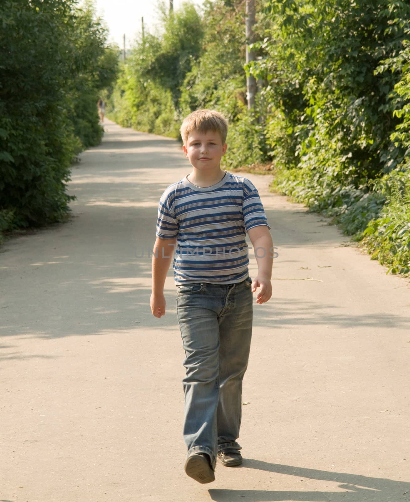 The little boy goes on a road