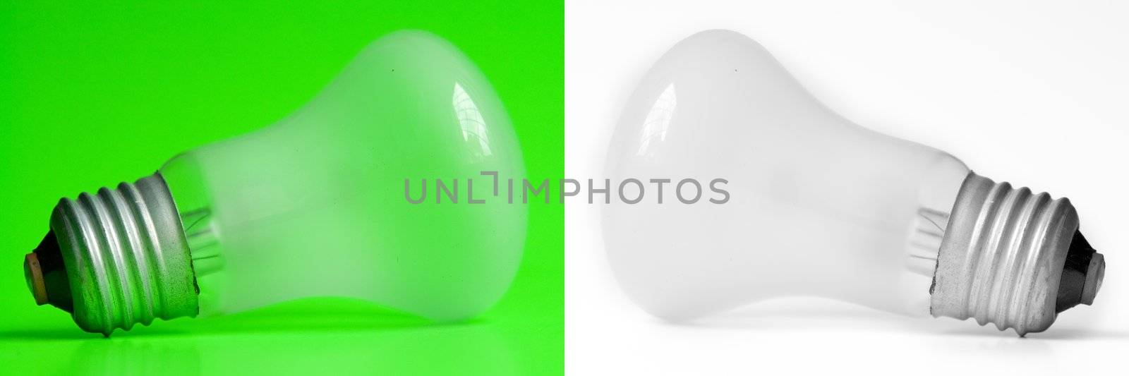 the electric bulb on a green/white background