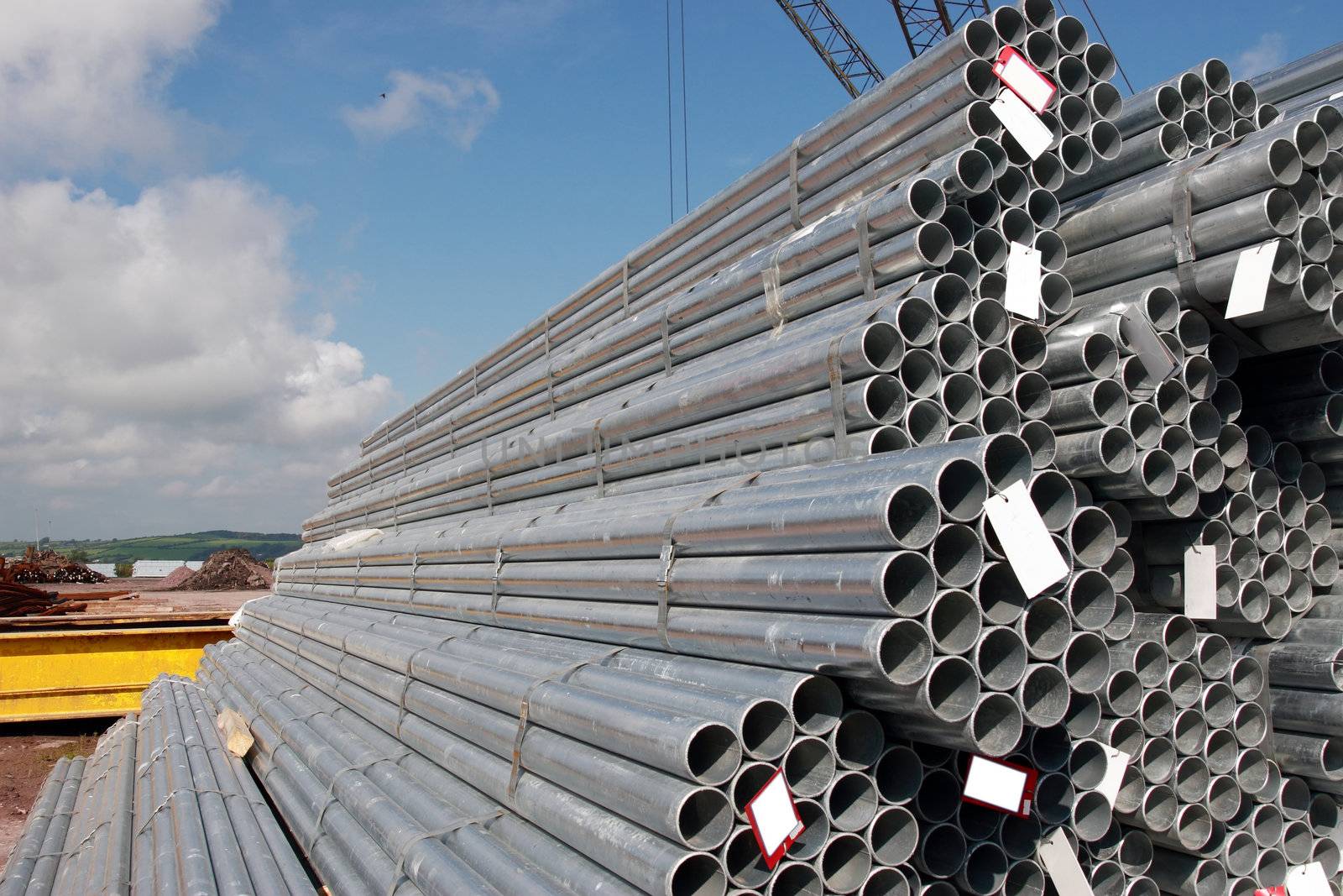 steel pipes on a dock in youghal ireland