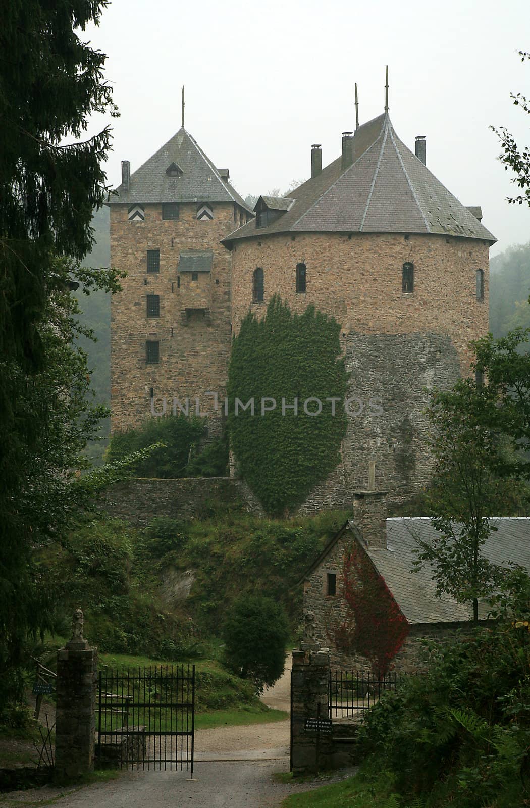 Castle Reinhardstein near Robertville village in Belgium. Belgian Ardennes region. 