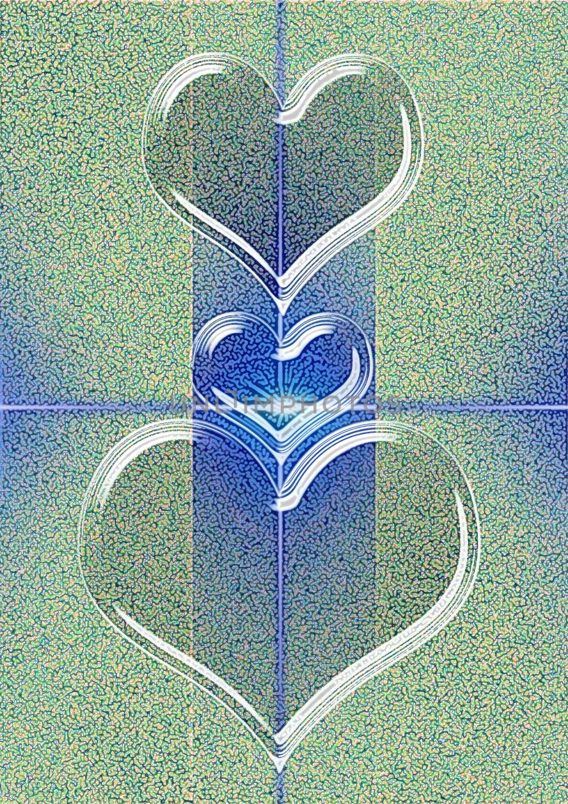 great creative abstract colored bright rich textured symbolic image of love for, in the form of a crystal arrows of hearts.
