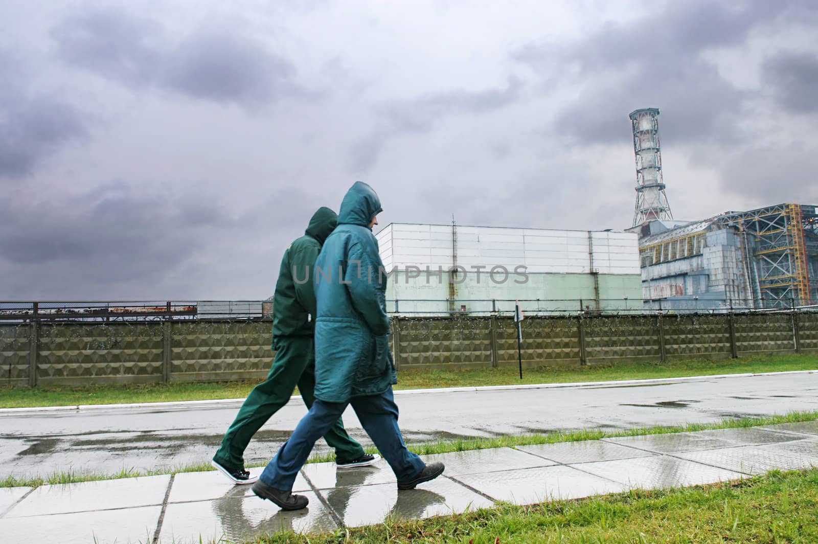 people walking near the Chornobyl Nuclear Power Plant 1                               