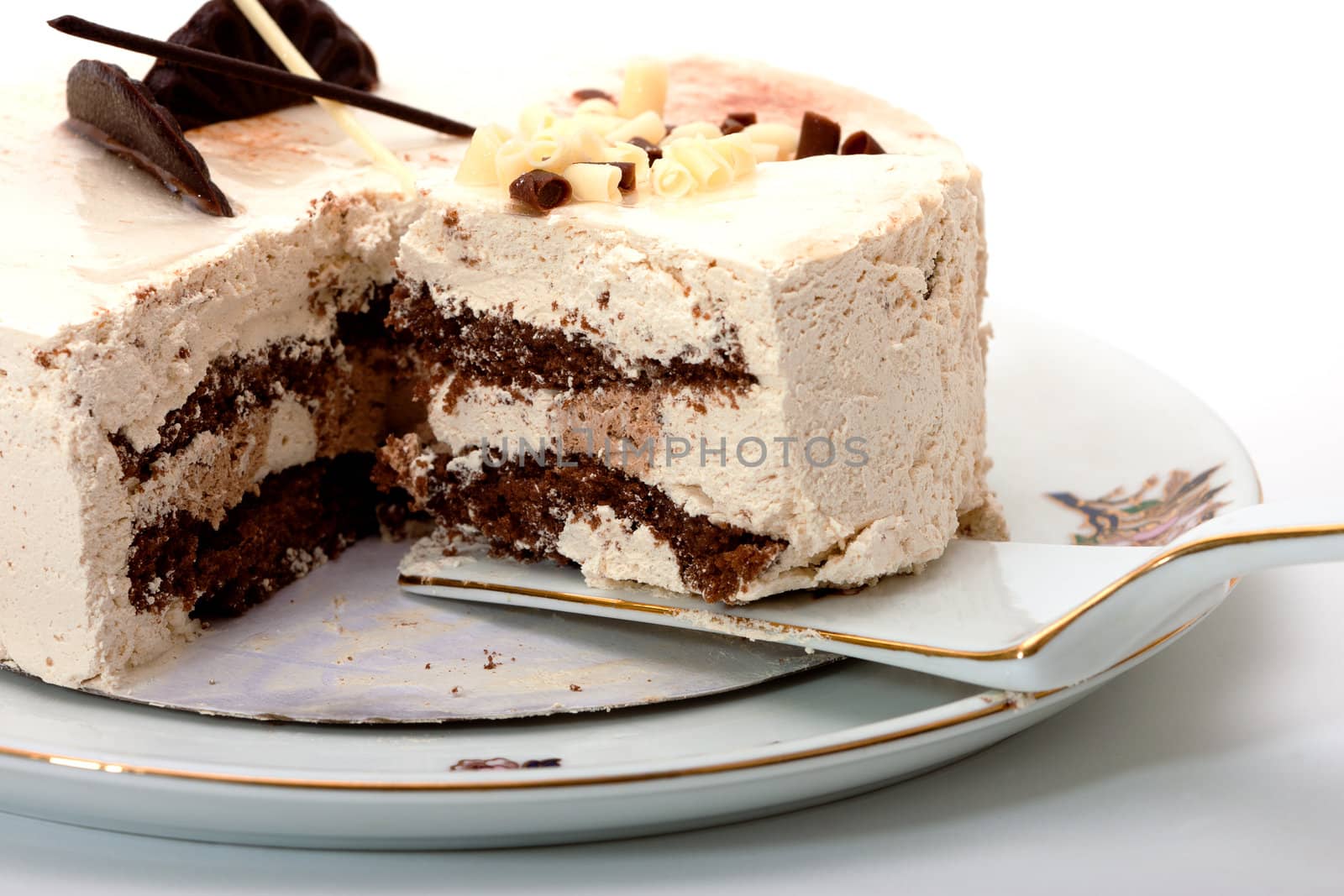 photo of cake on white background