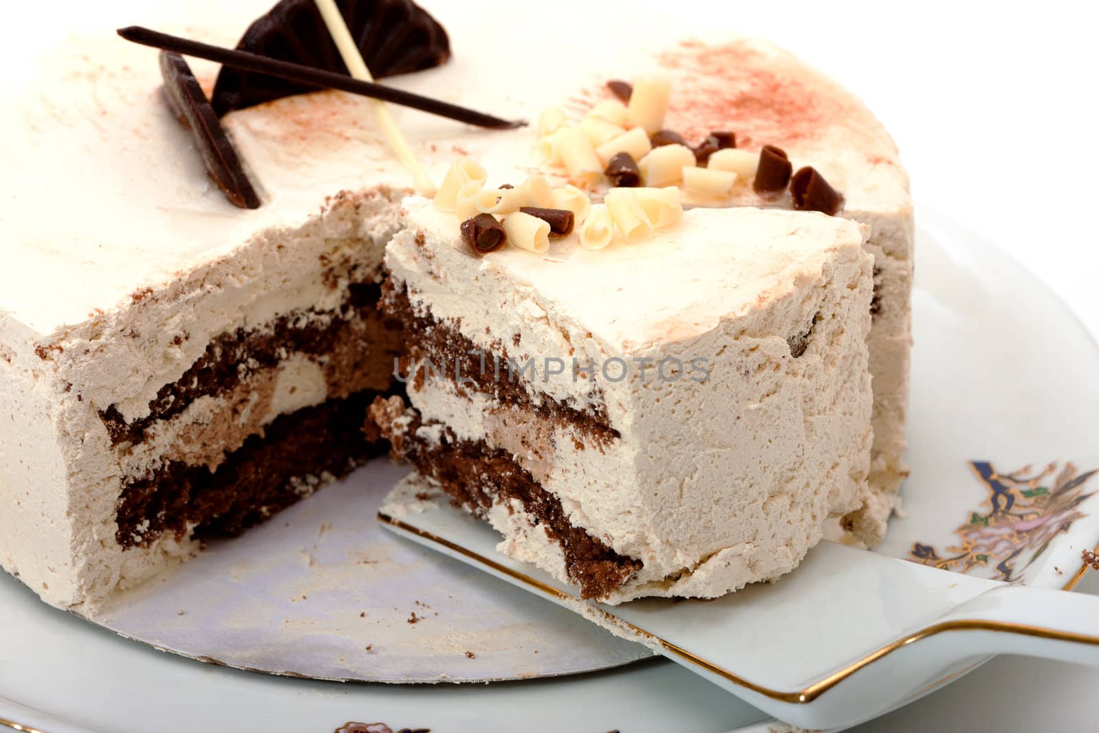 photo of cake on white background