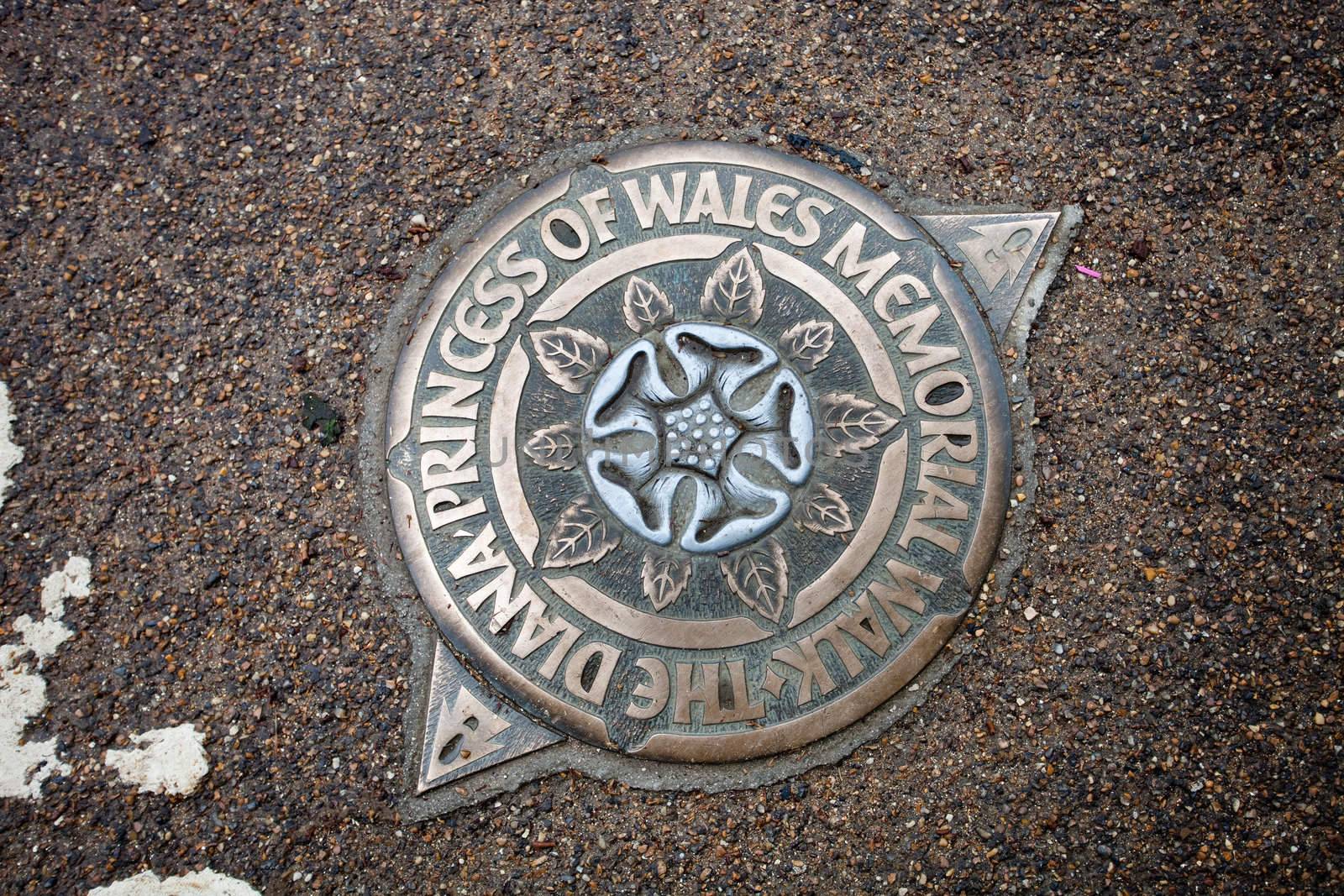 Marker of The Diana, Princess of Wales, Memorial Walk in the ground