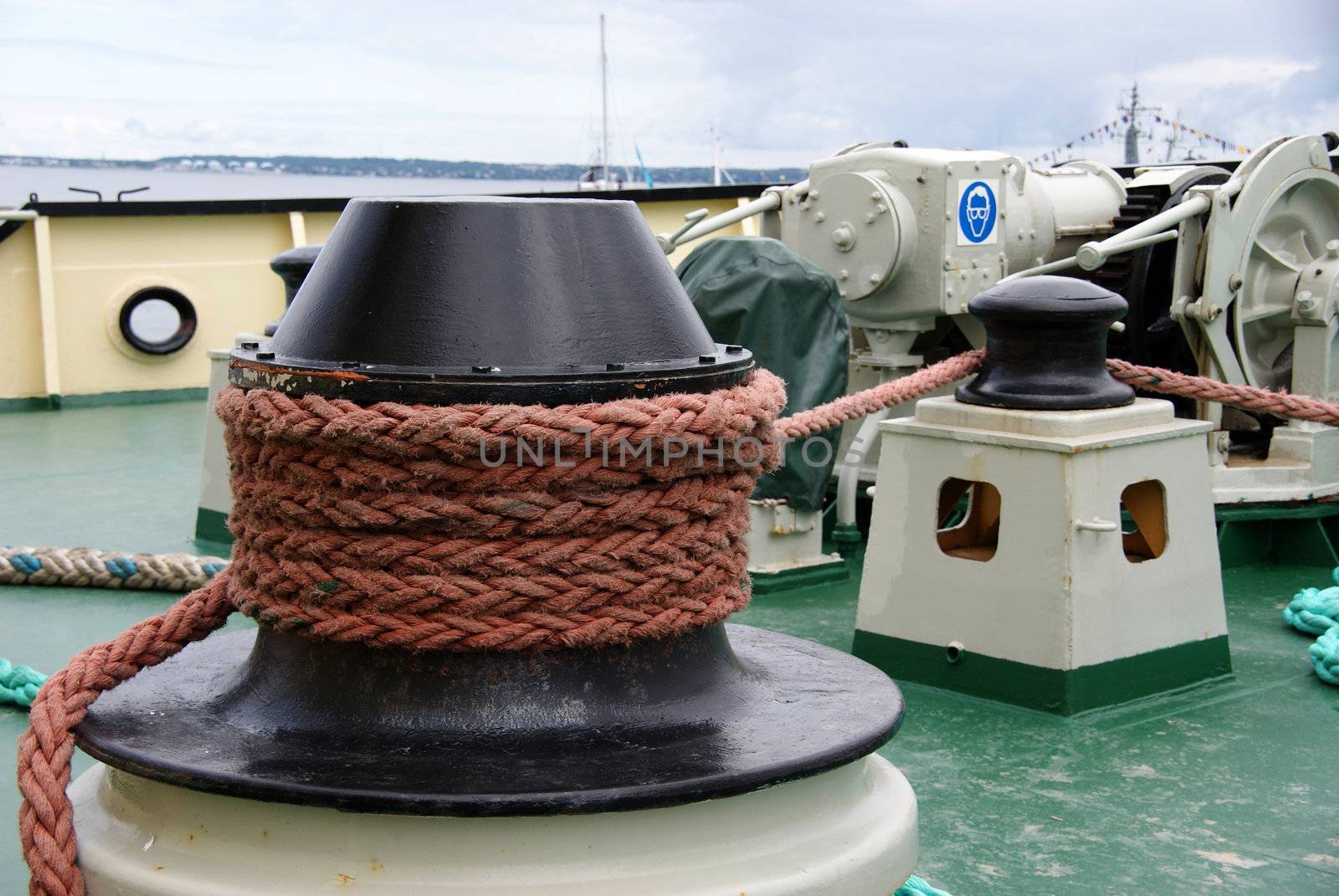 deck equipment in the bow for mooring