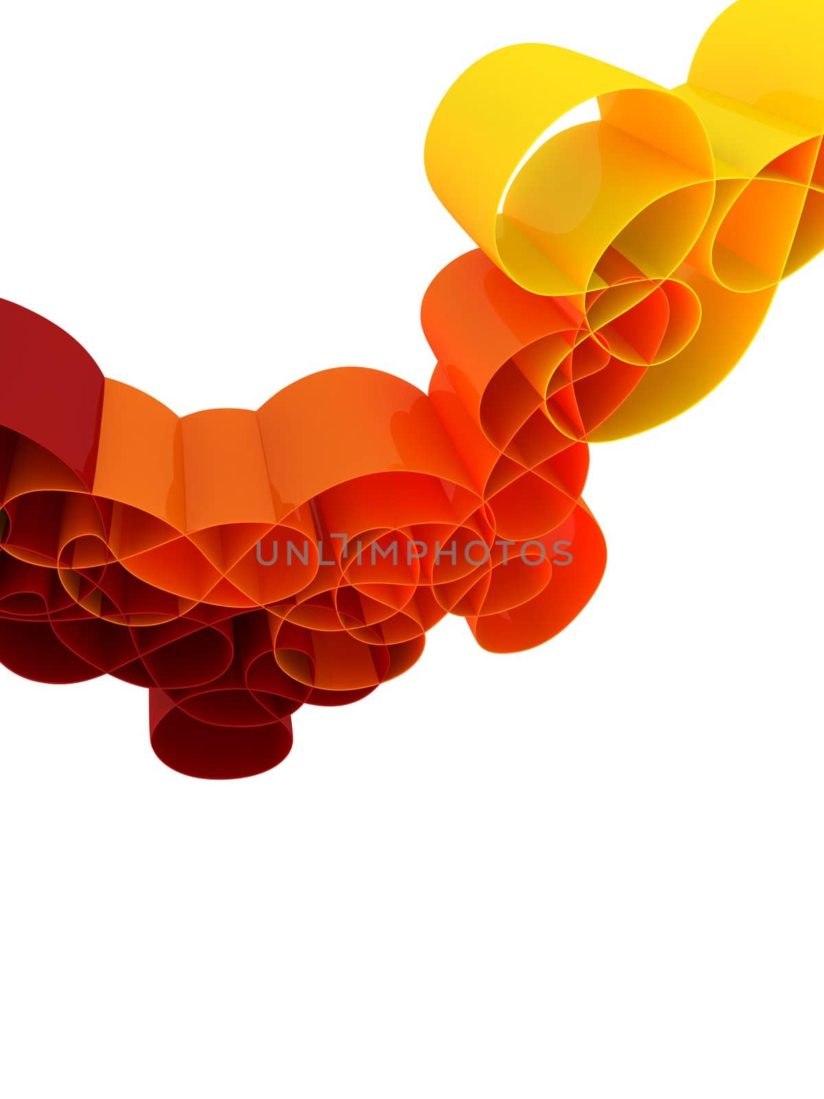 abstract and colored 3d shapes on white background