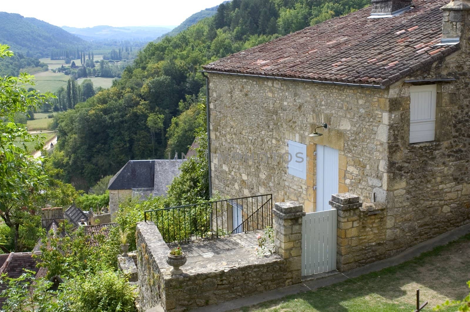 Castelnaud, the village and its castle. French village in the Perigord region where the war took place 100 years