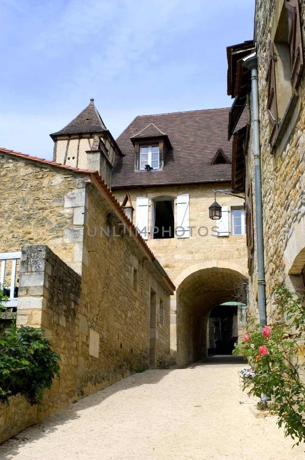 Castelnaud, the village and its castle. French village in the Perigord region where the war took place 100 years