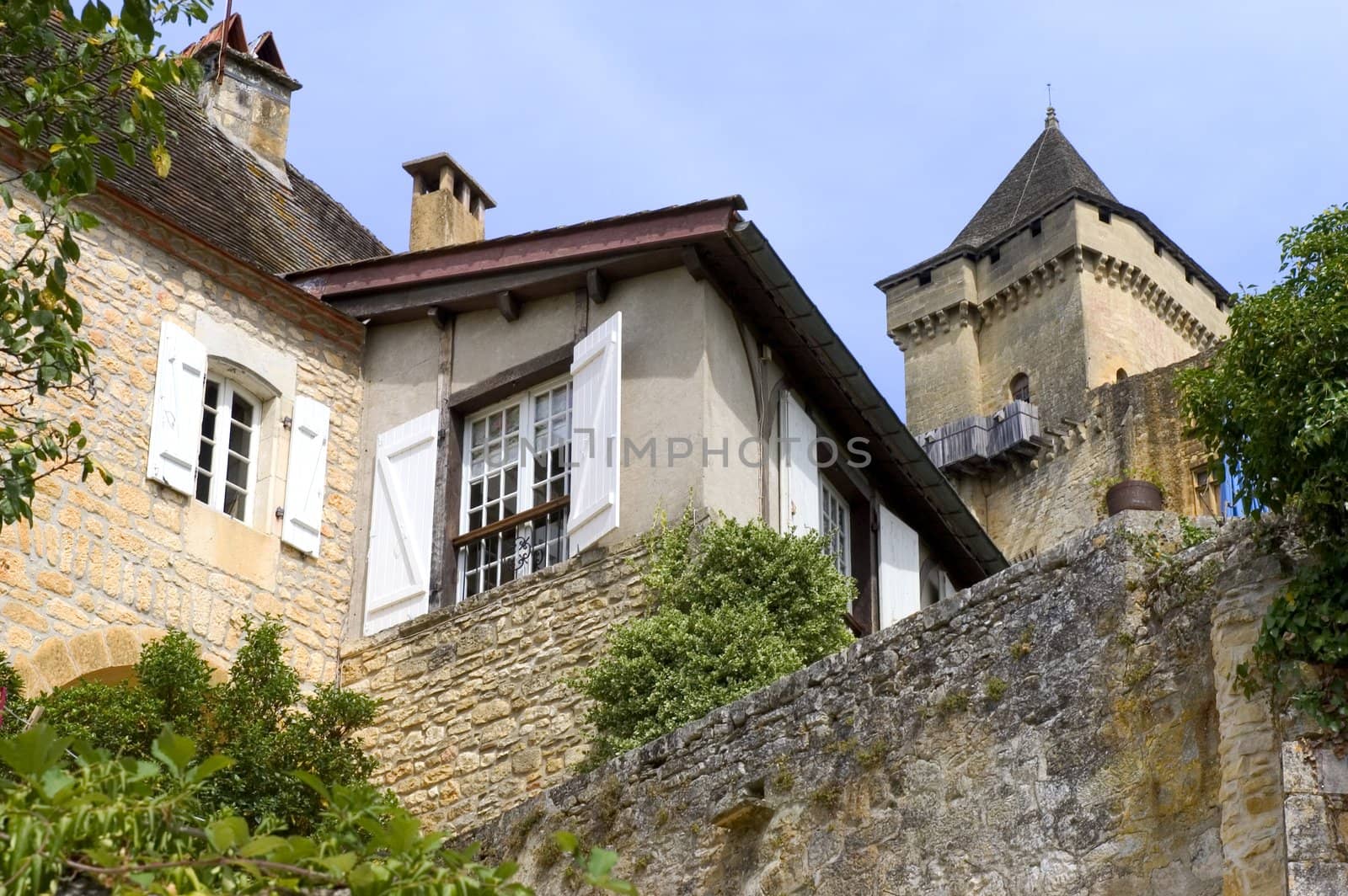 Castelnaud, the village and its castle. French village in the Perigord region where the war took place 100 years