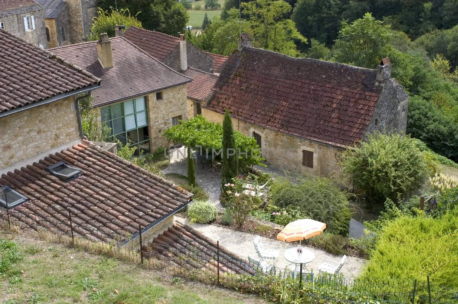 Castelnaud, the village and its castle. French village in the Perigord region where the war took place 100 years