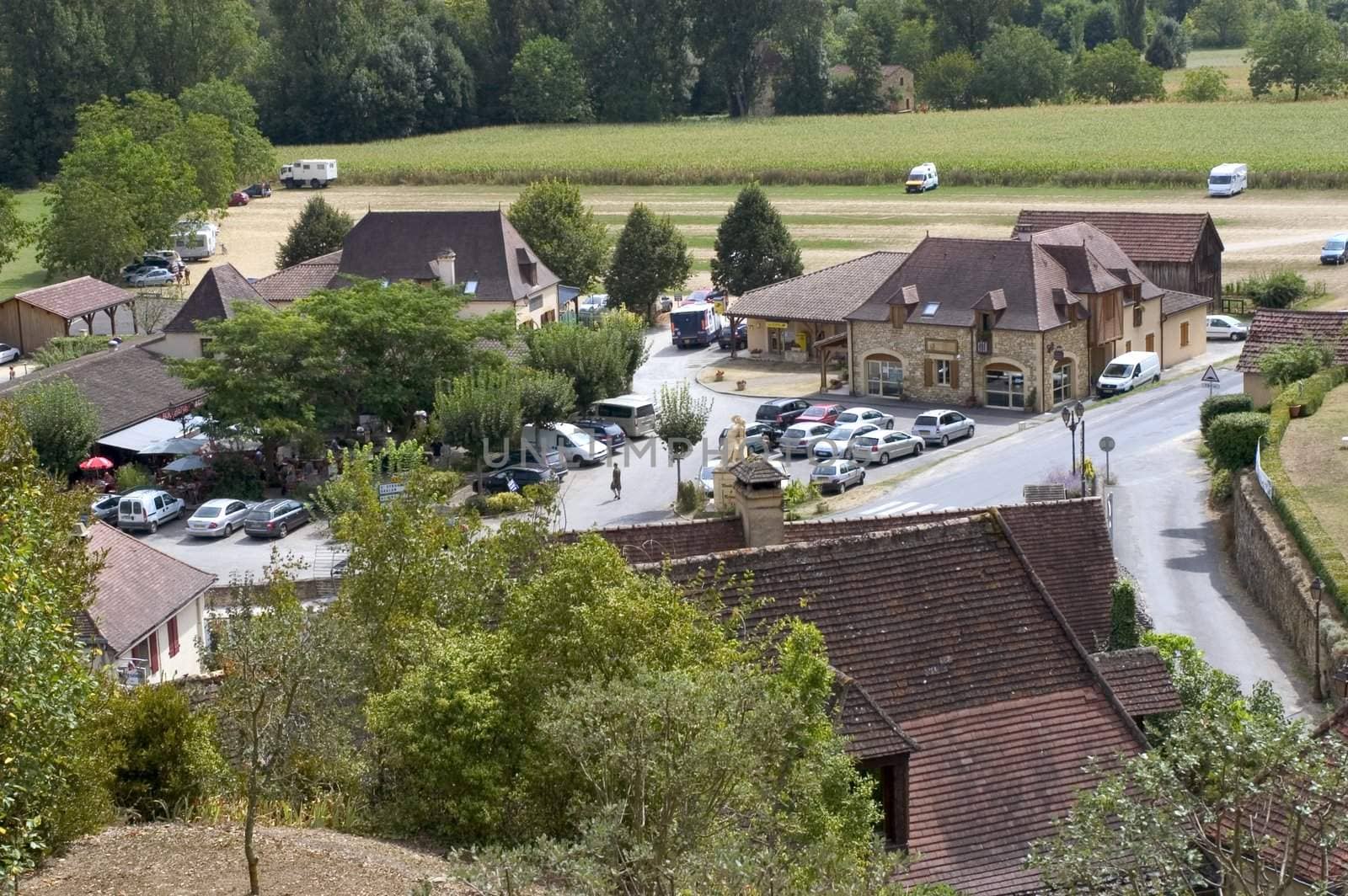 Castelnaud, the village and its castle. French village in the Perigord region where the war took place 100 years