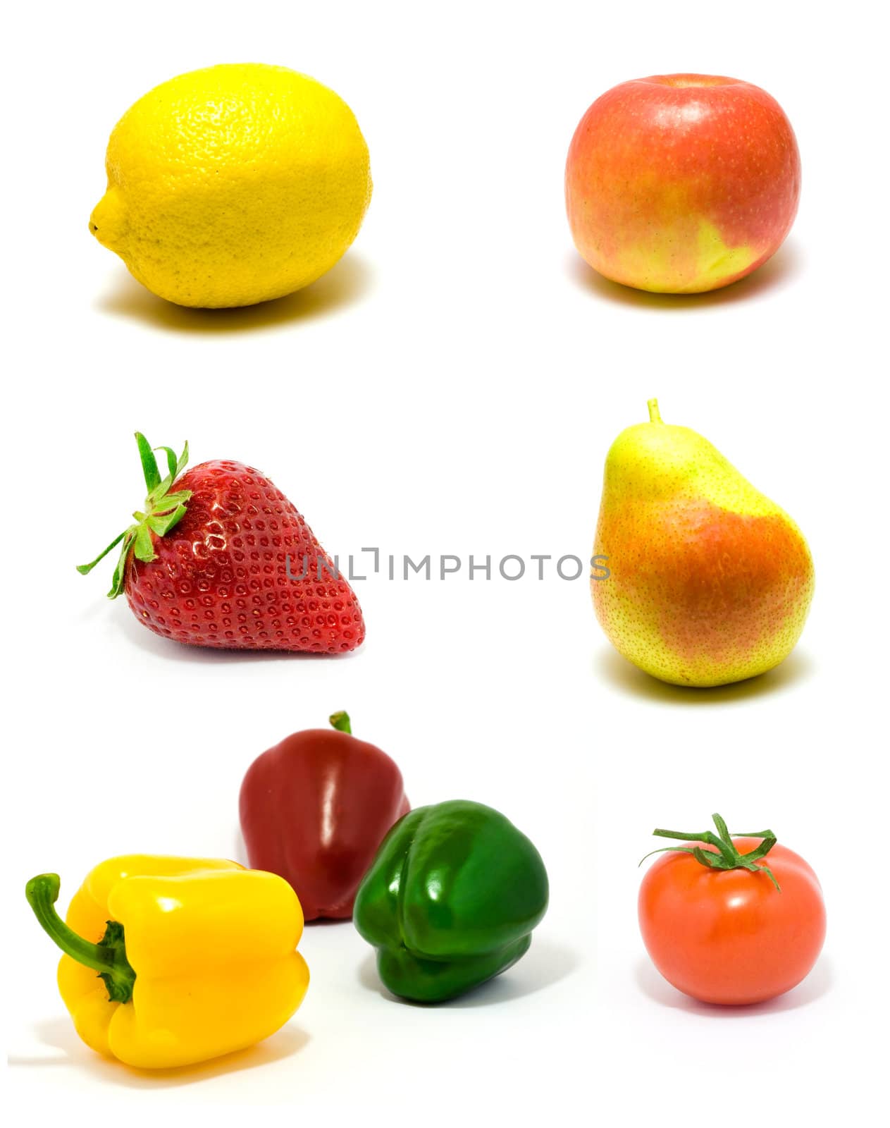 Set of vegetables and fruits