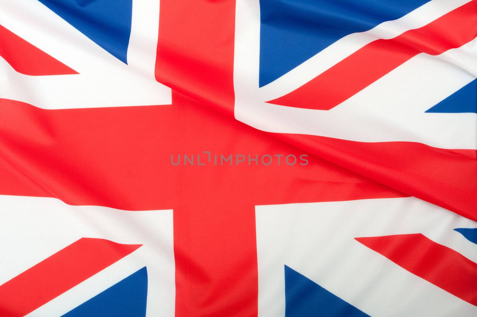 Closeup of Glossy Flag of Great Britain - UK Flag Drapery