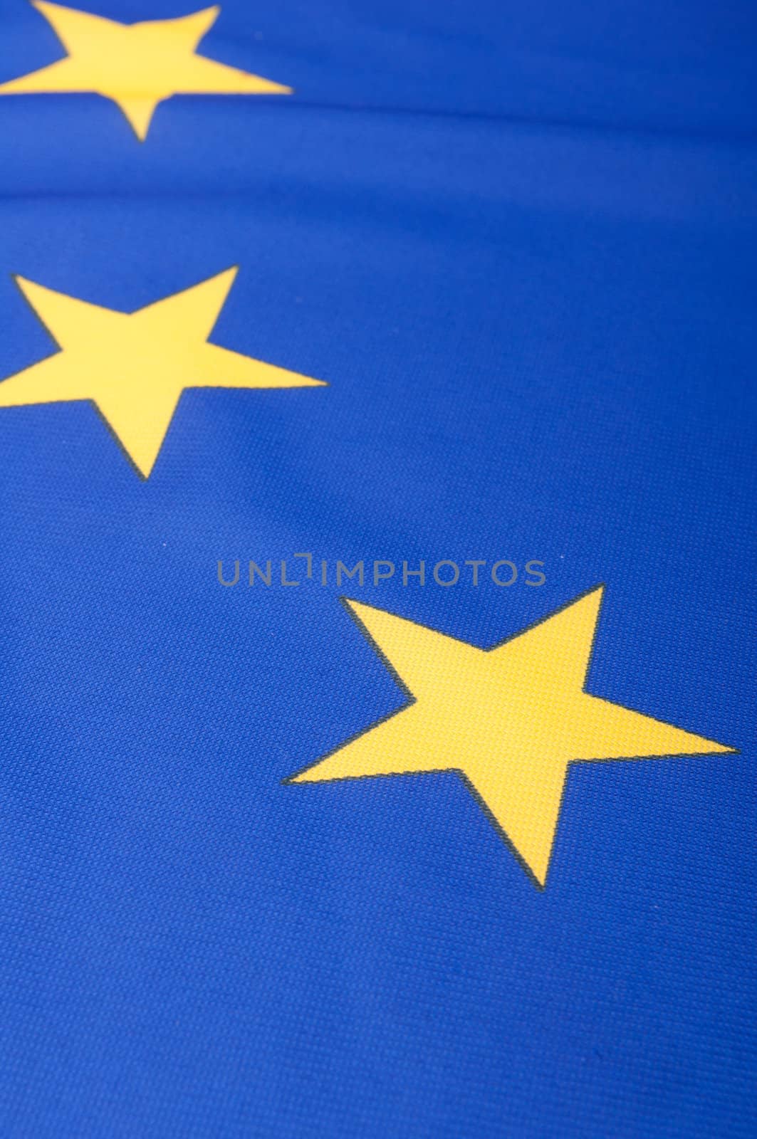Closeup of Glossy Flag of European Union - EU Flag Drapery
