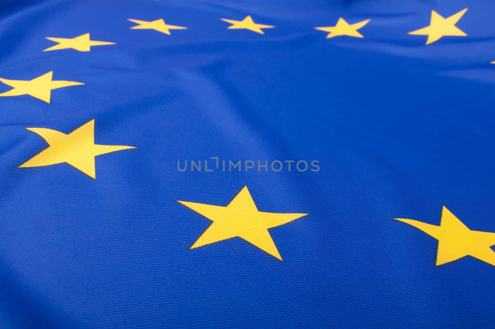 Closeup of Glossy Flag of European Union - EU Flag Drapery