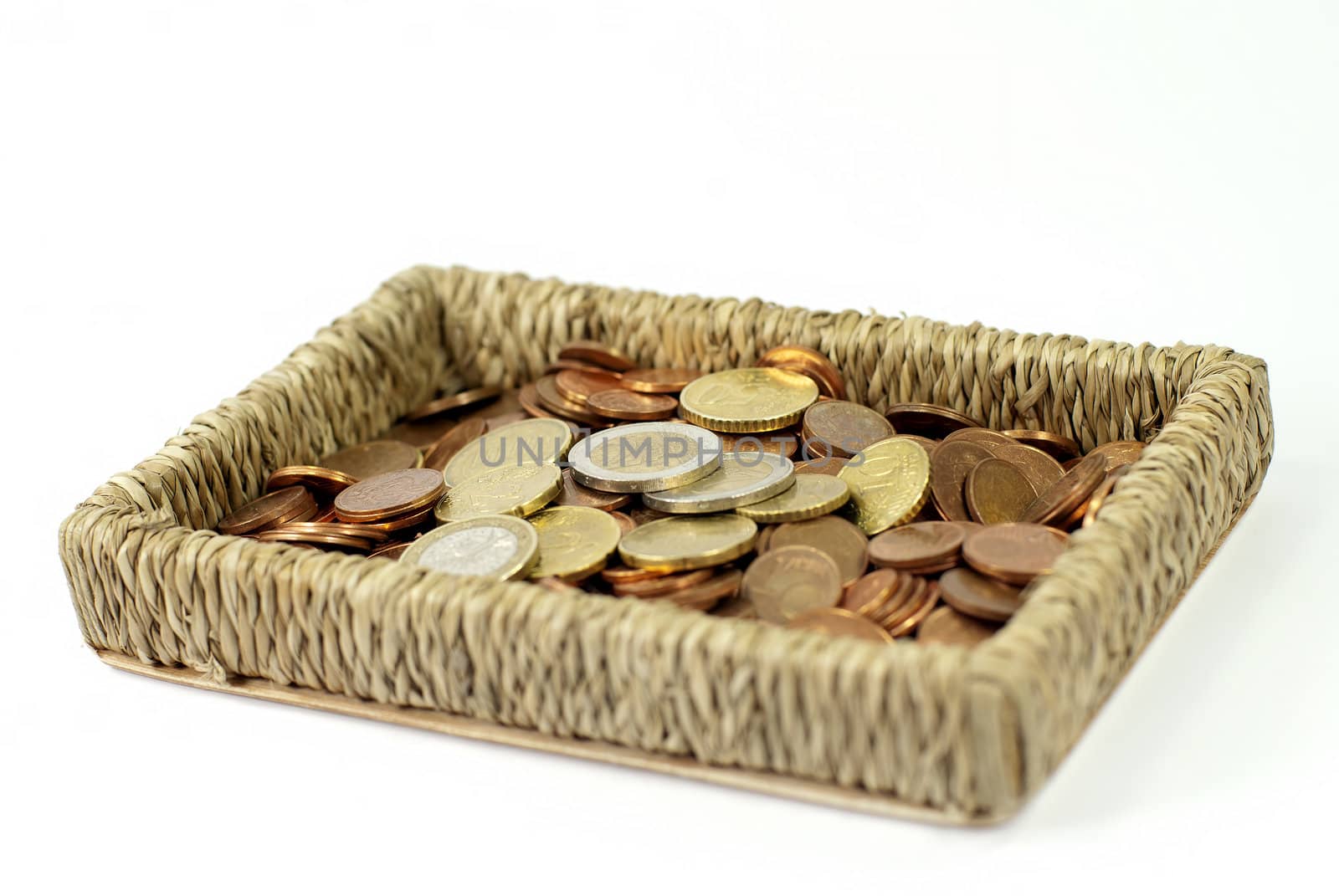 coins loose in a basket