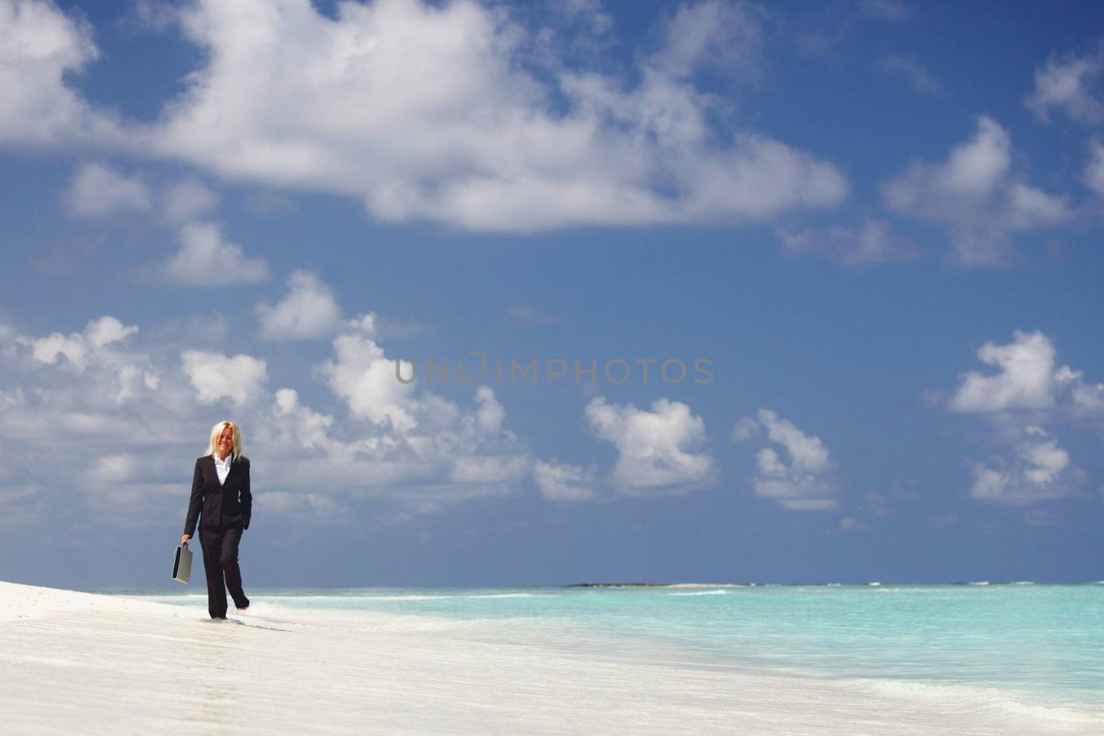 business woman on the ocean coast by Yellowj