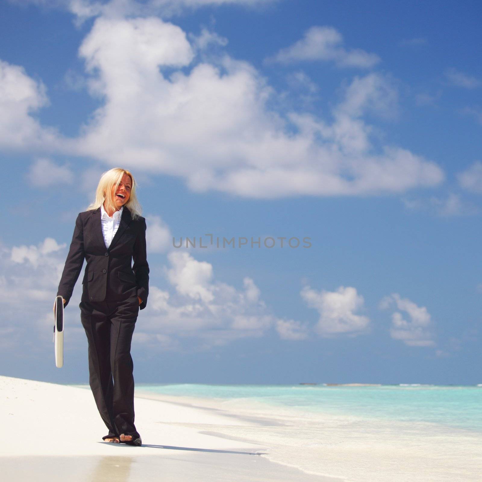 business woman on the ocean coast by Yellowj