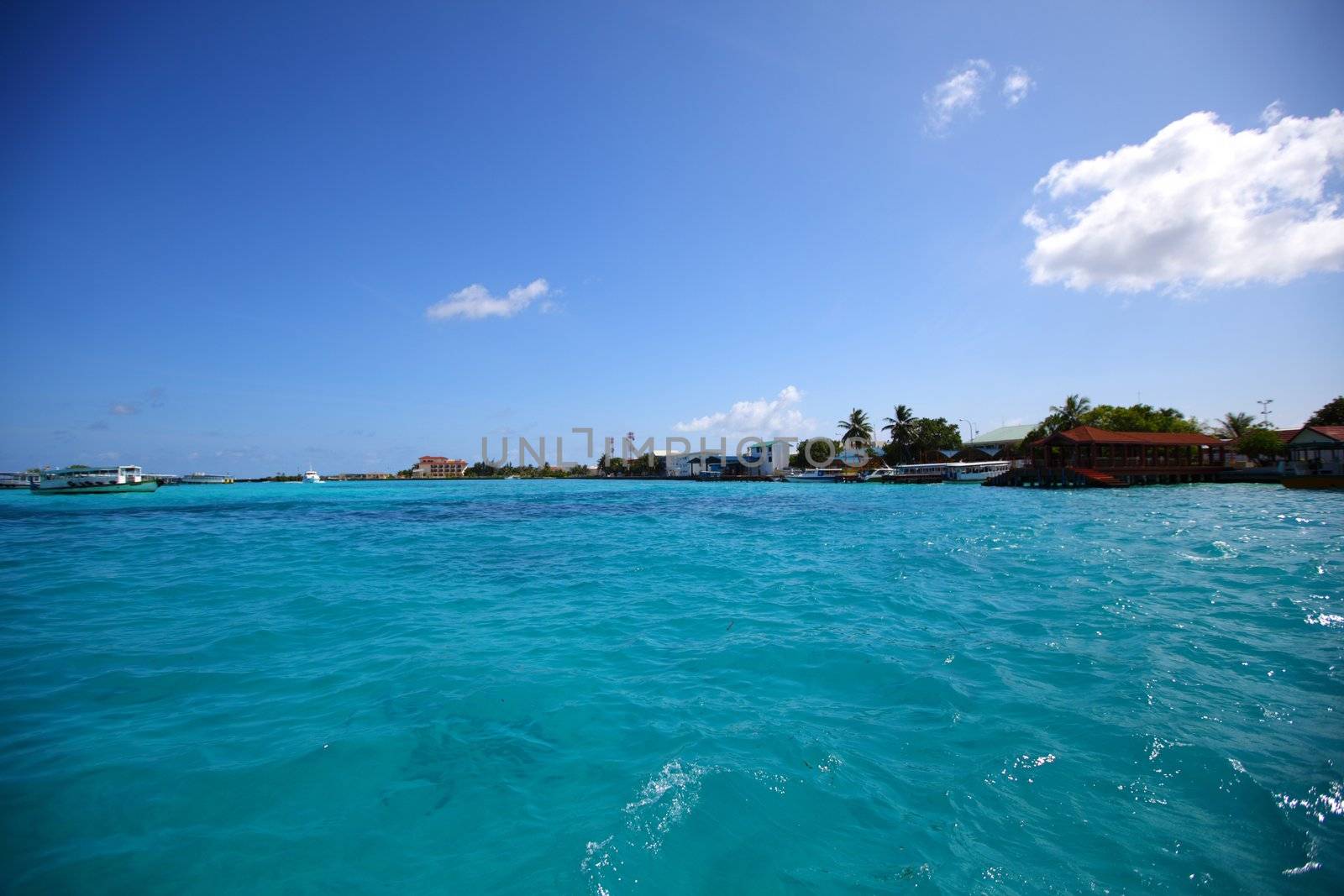 tropical island in blue sea