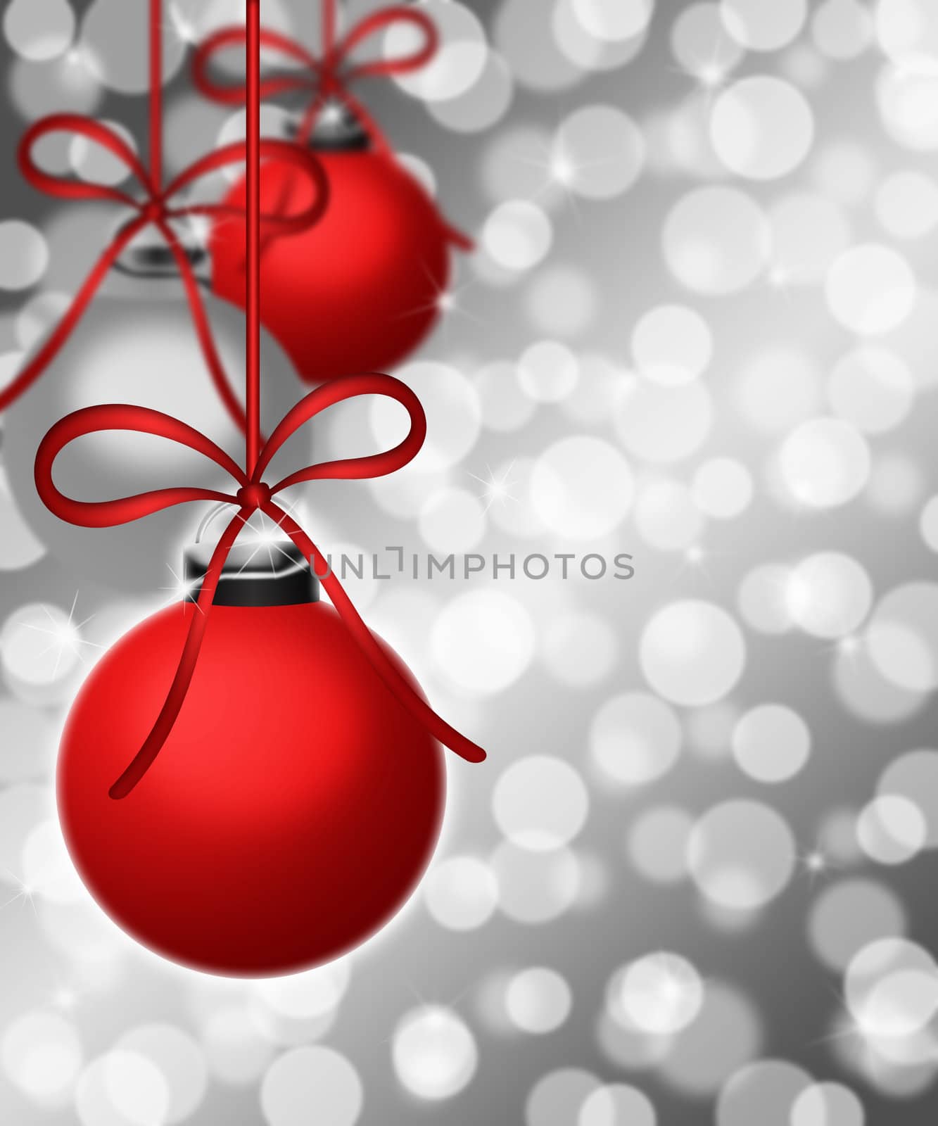 Hanging Plain Ornaments on Blurred Silver Background Illustration