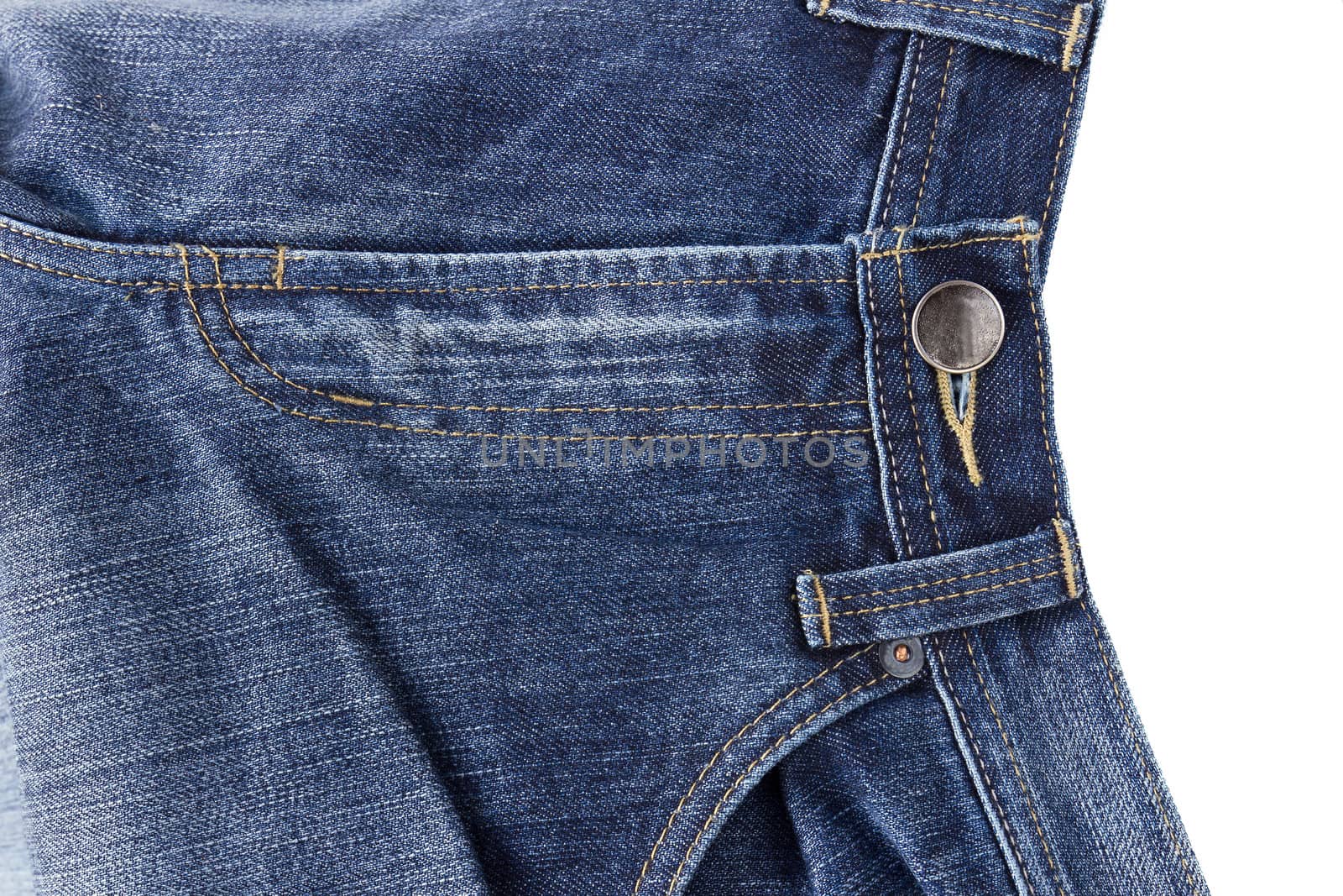 Front Blue jeans  on the white background