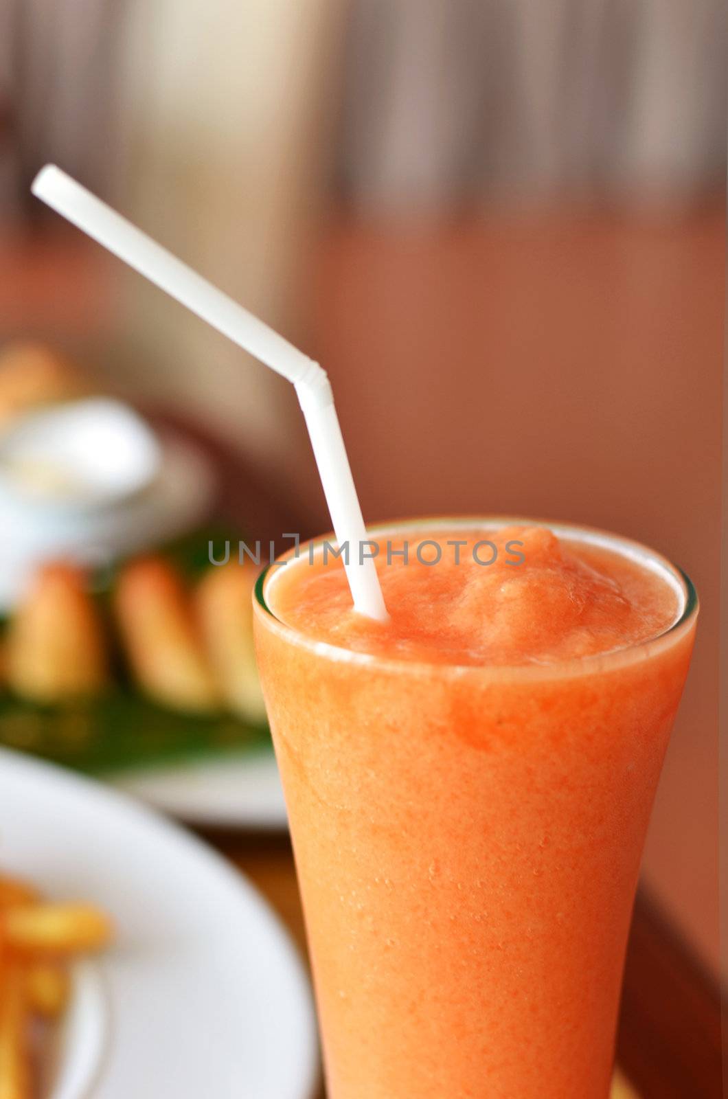 fresh tropical papaya and pineapple smoothie