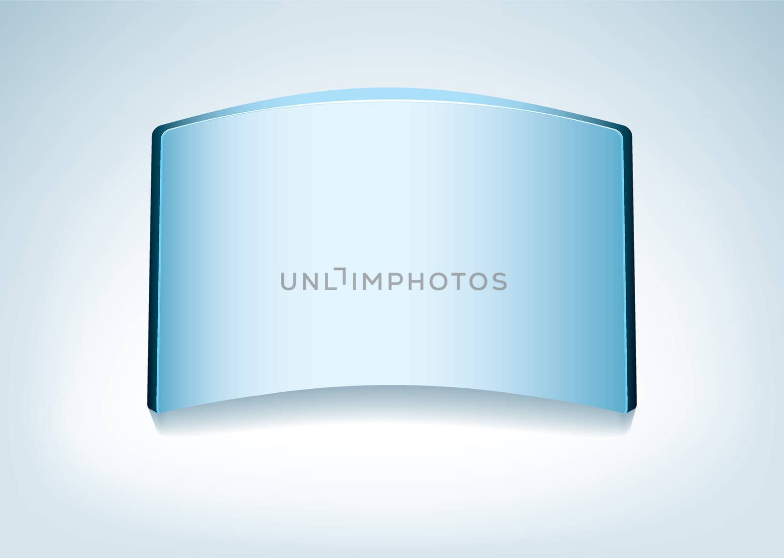 Clear glass name plate or board on blue background