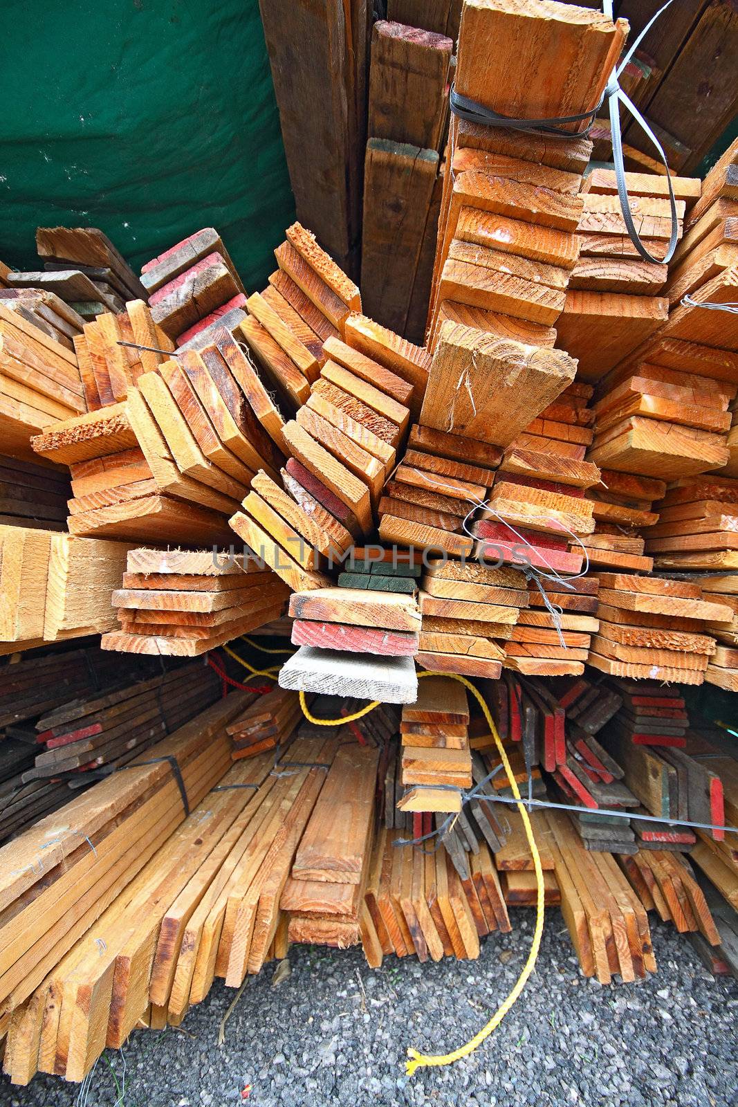 Stack of wooden boards. 