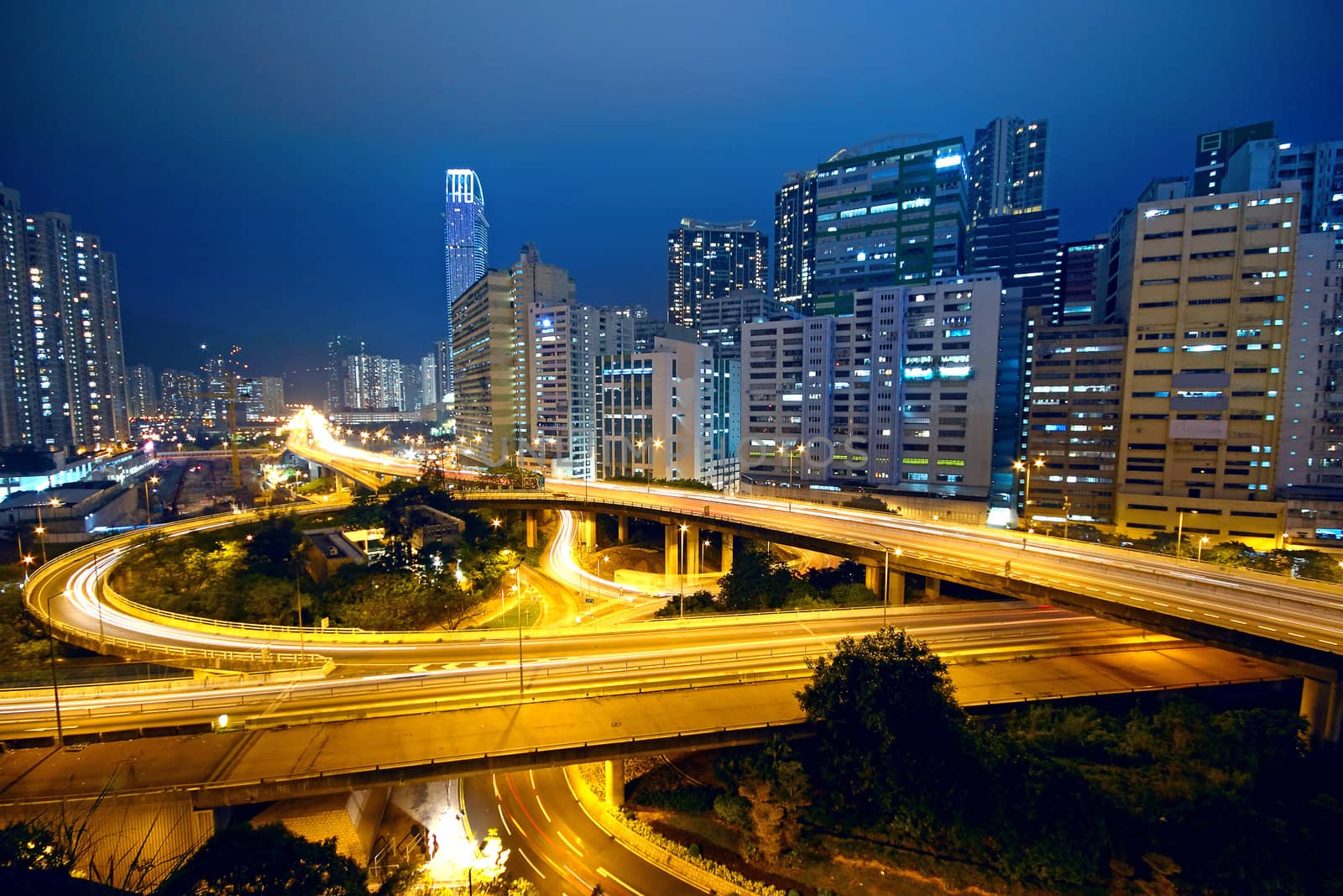 urban area dusk, hong kong
