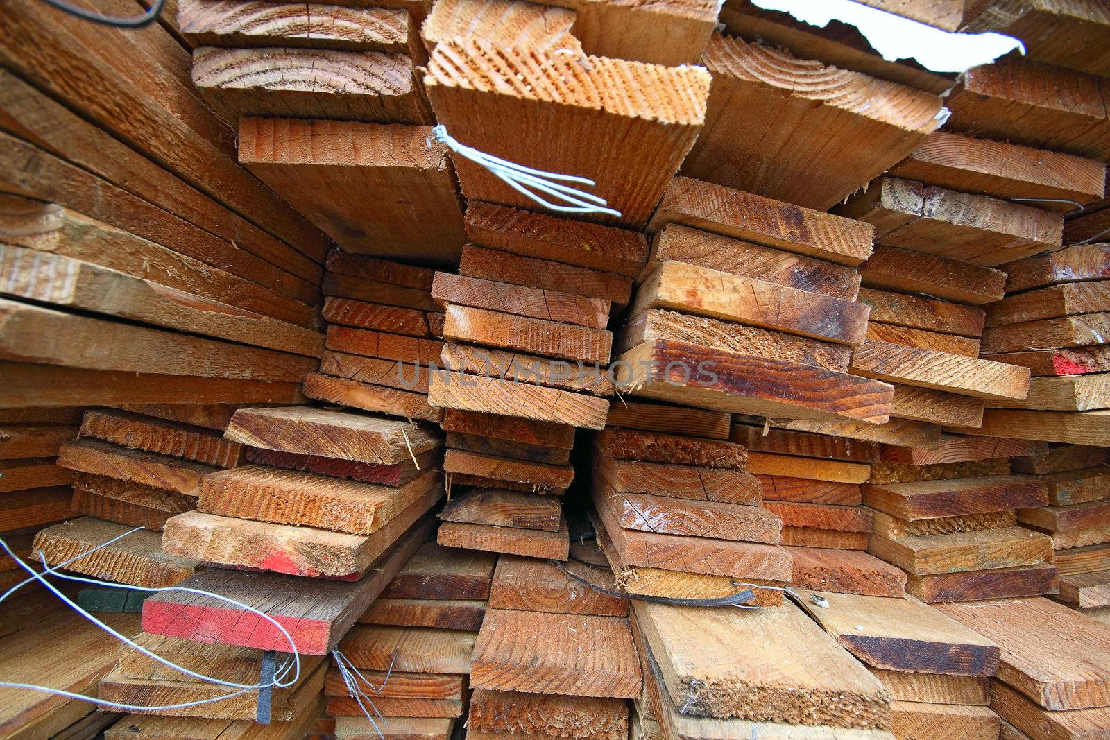 Stack of wooden boards. 