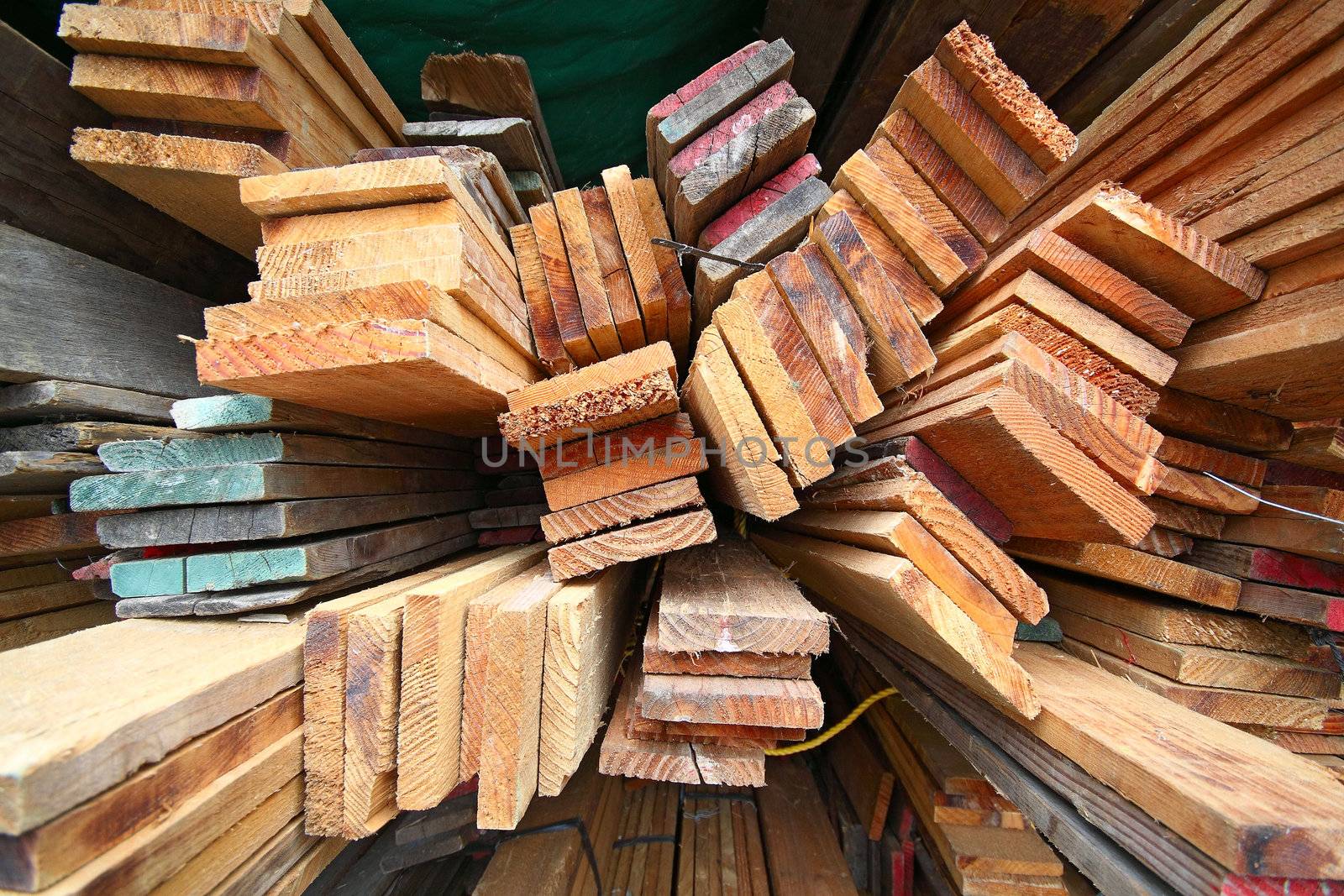 Stack of wooden boards. 