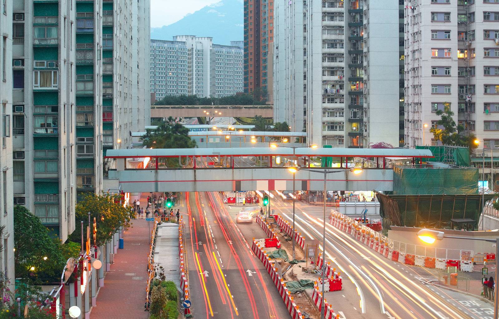 Road and traffic in downtown area