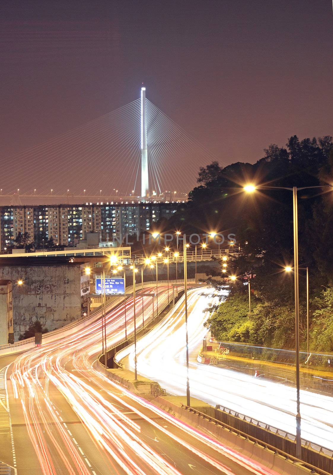 traffic through downtown at night 