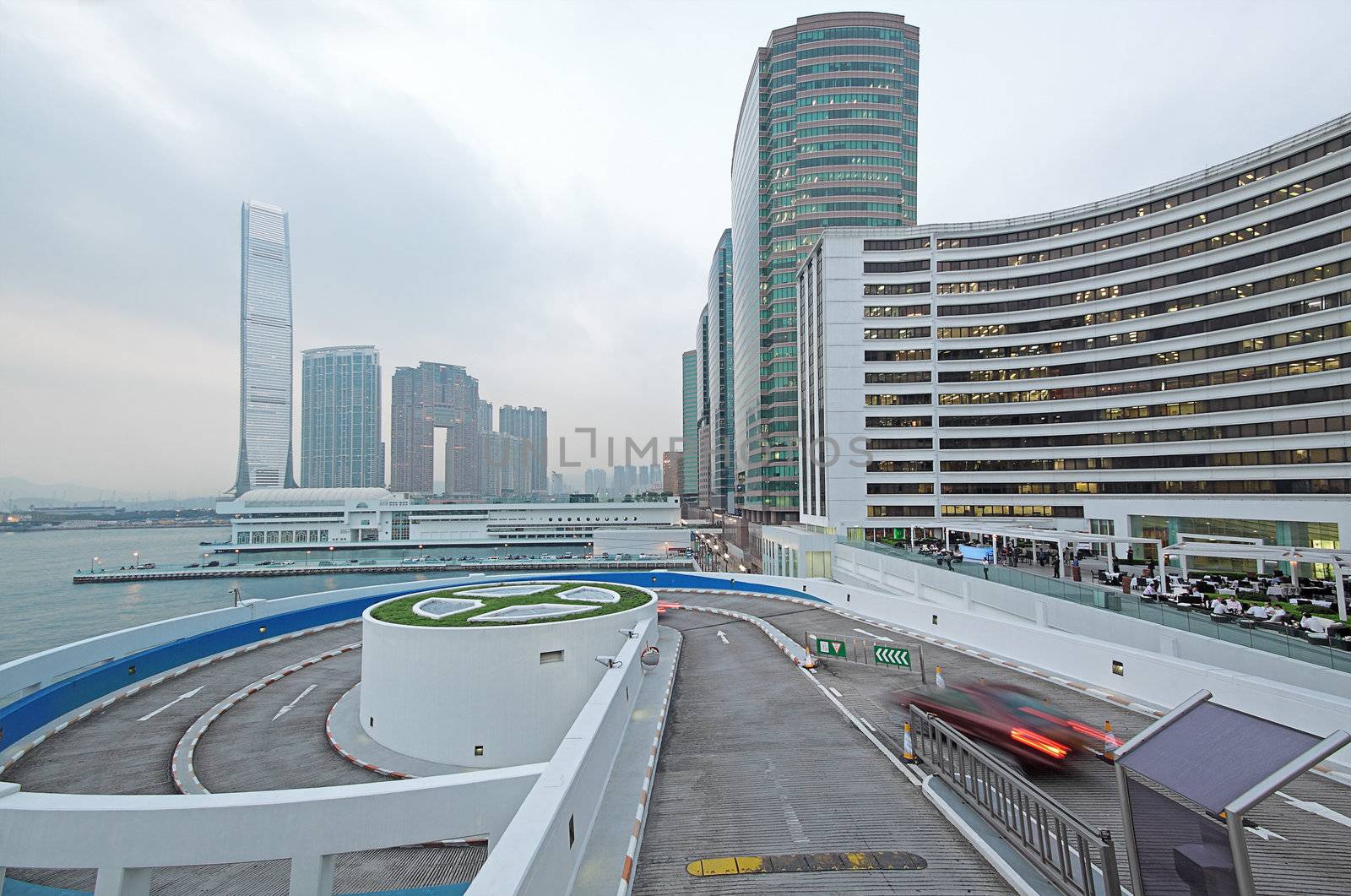 curve slip road into the car park 