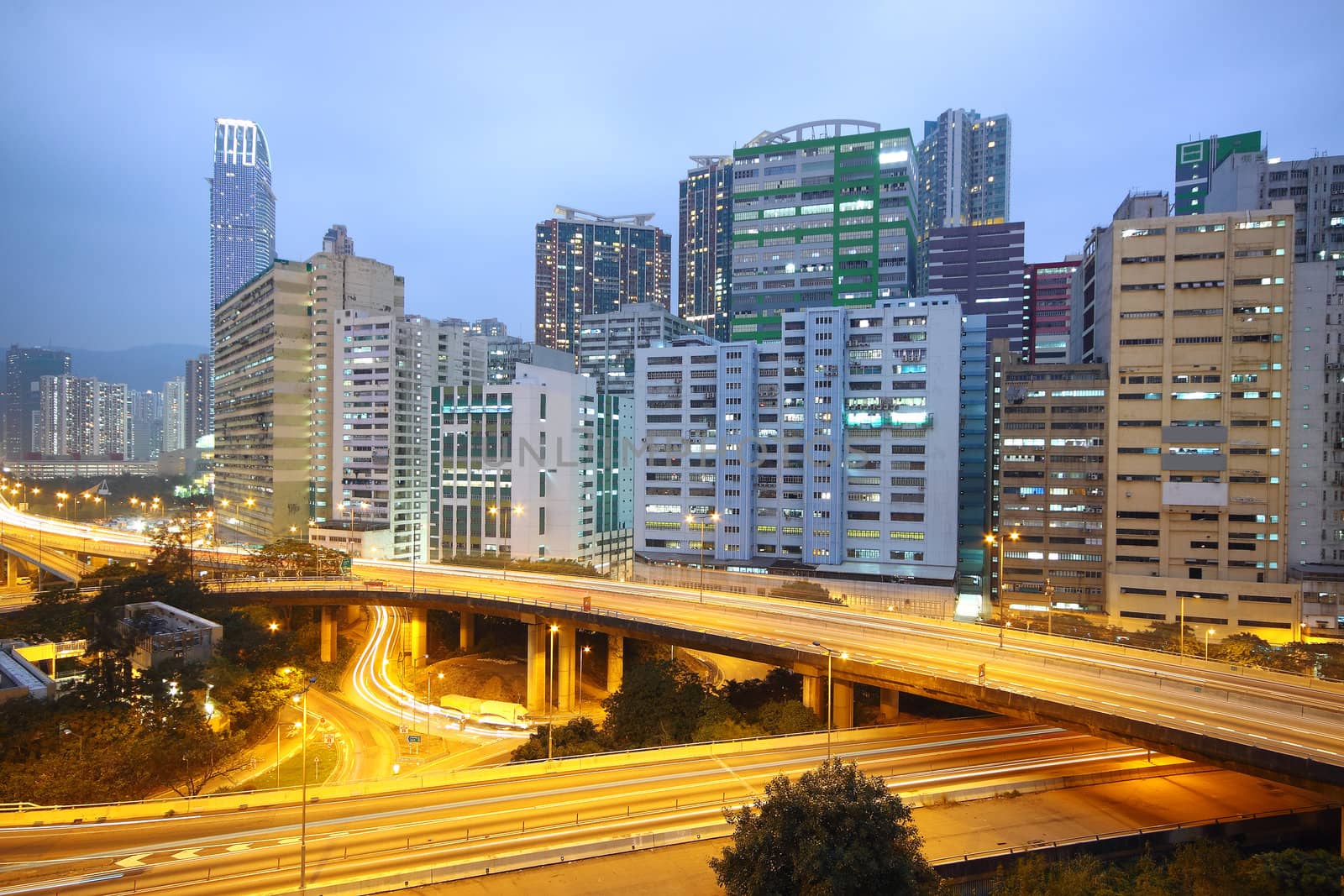 traffic bridge at night