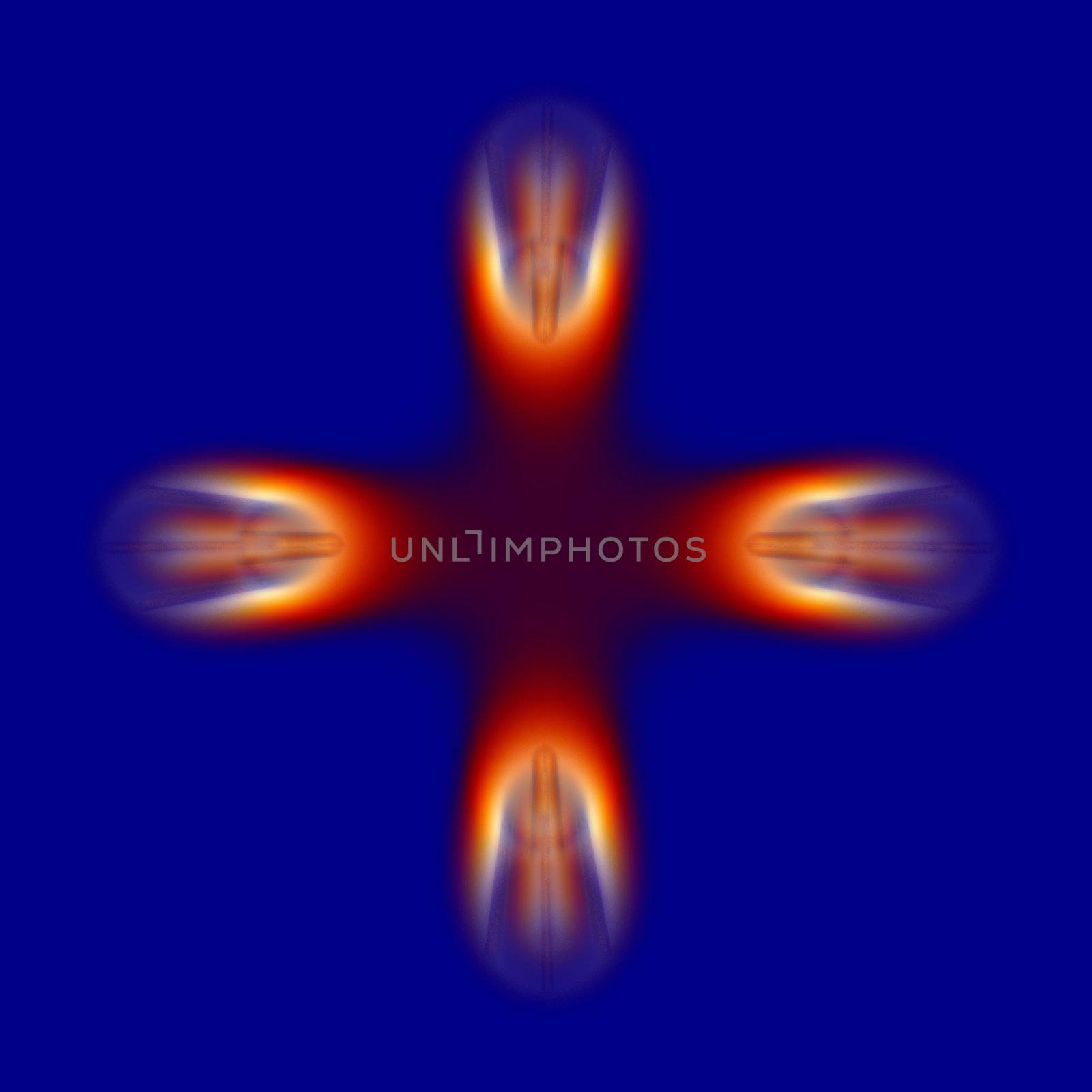 Venus Delight is an abstract fractal representation named for the Roman Goddess of Love. It is isolated on a blue background. 
