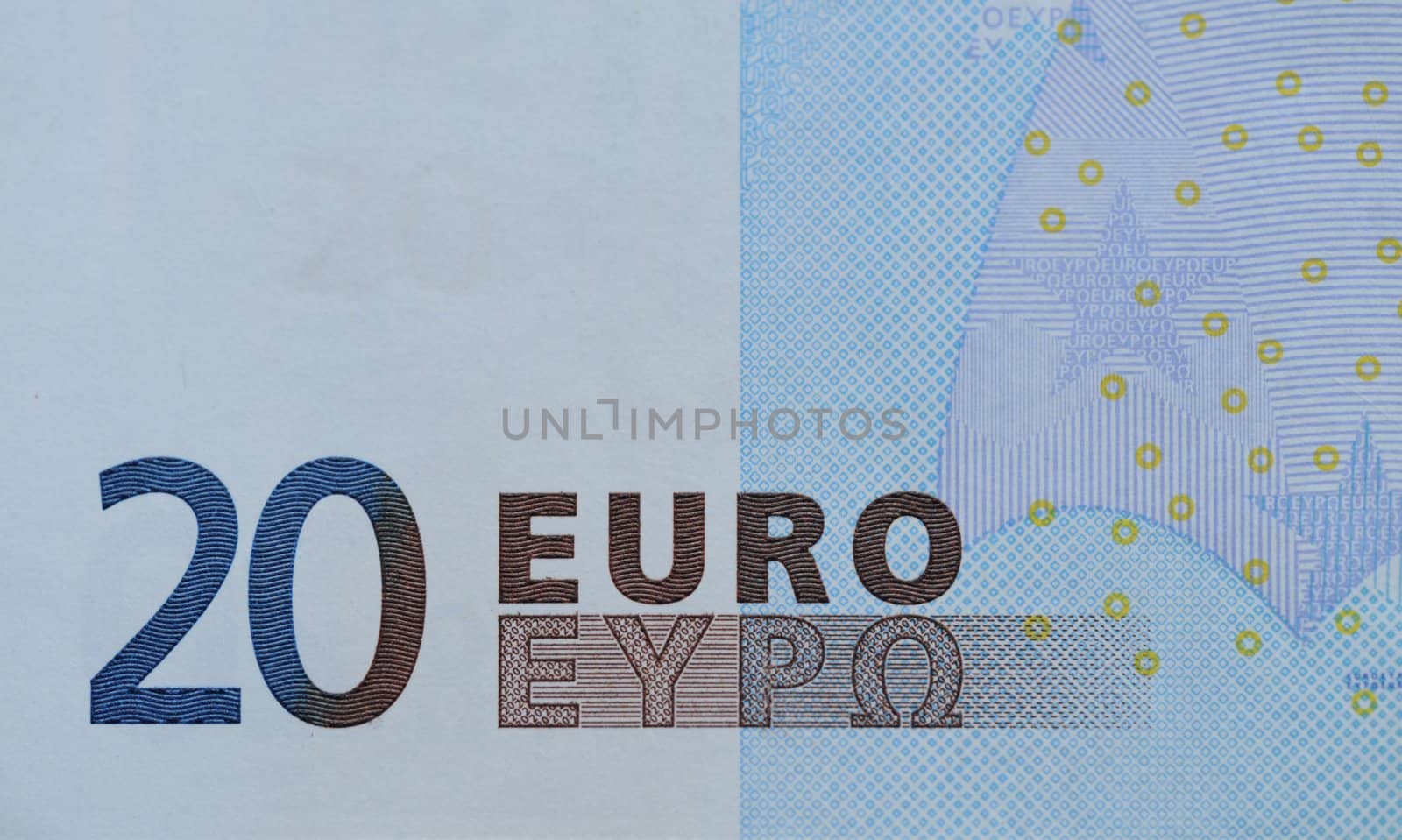 Twenty Euro Bill Macro Details.