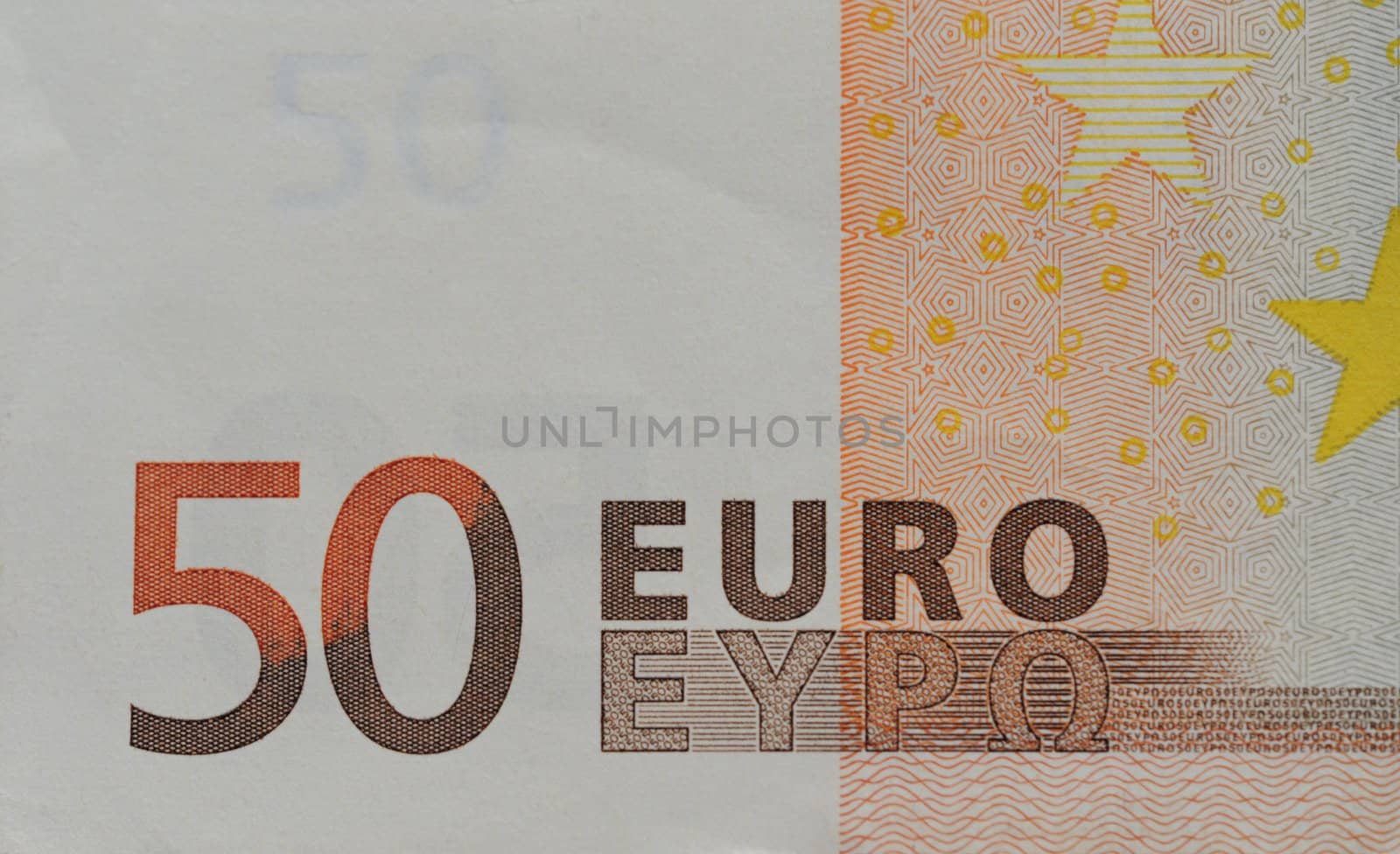 Fifty Euro Bill Macro Details.