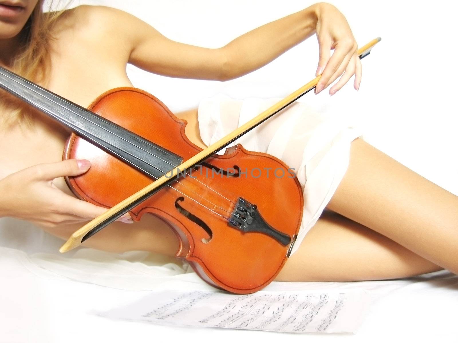 graceful woman body with violin
