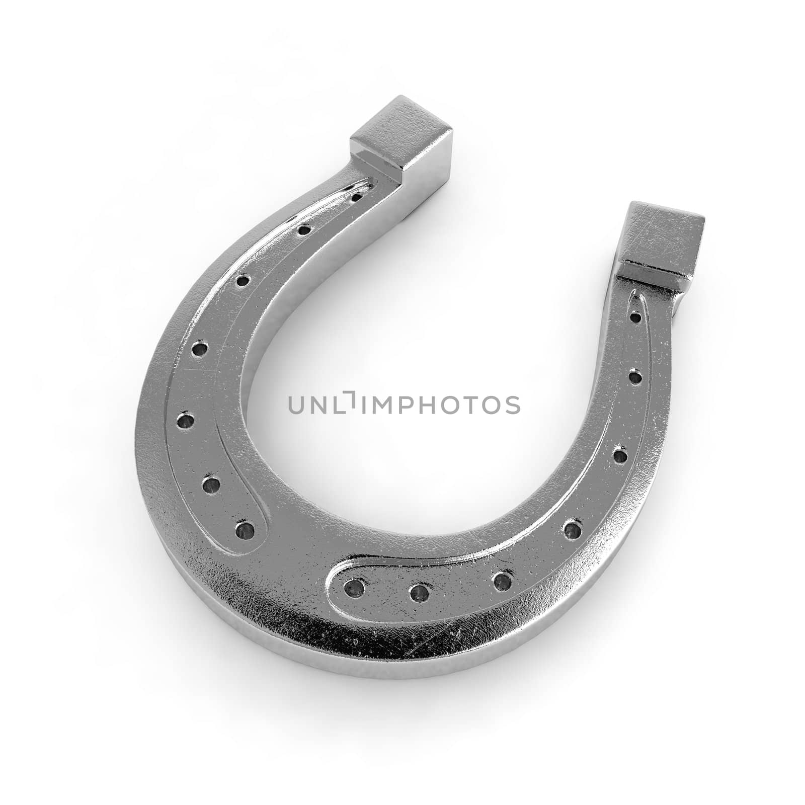 Lucky metallic horseshoe isolated on white background