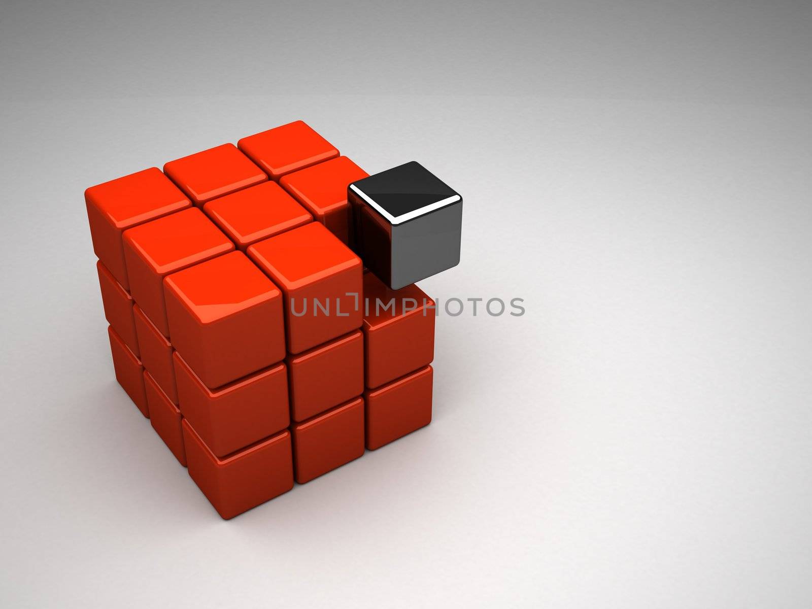 a 3d render of a cube - teamwork concept